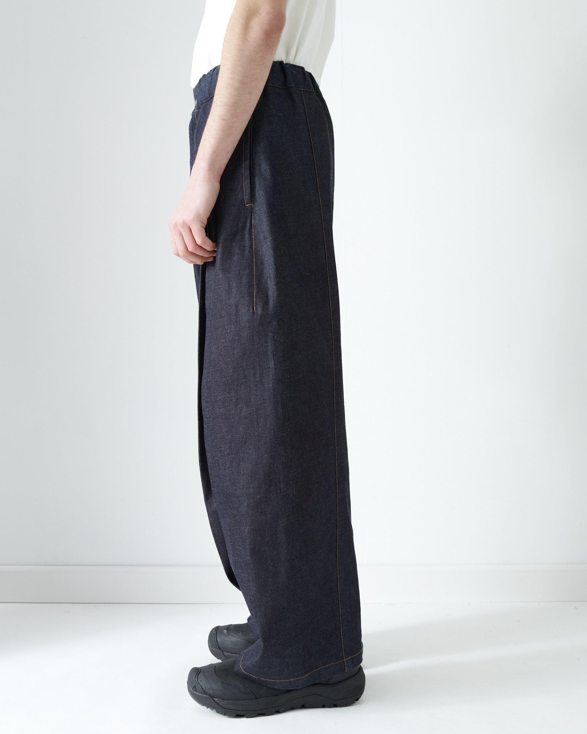 Box Pleat Trouser Denim - Raw Indigo