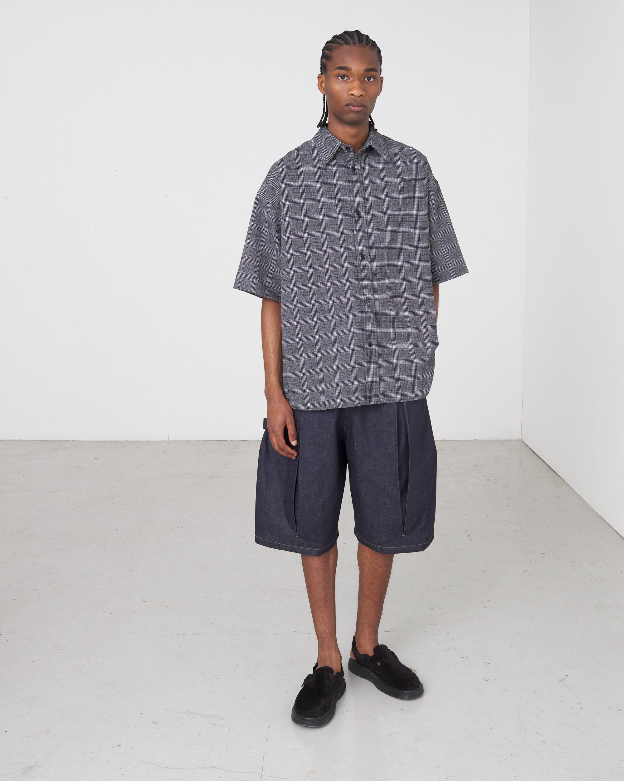 Box Pleat Short Denim - Raw Indigo