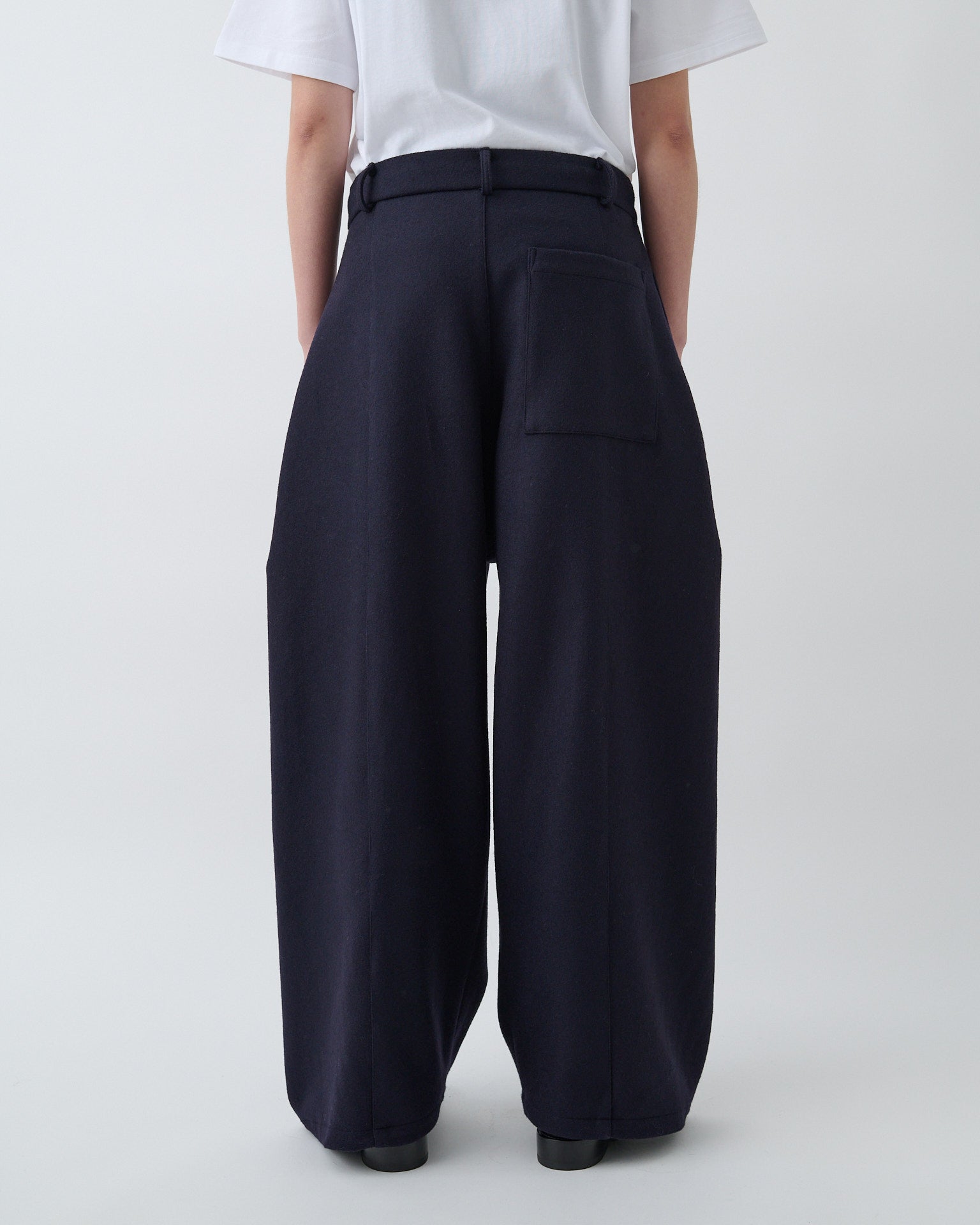 Box Pleat Trouser Wool - Navy