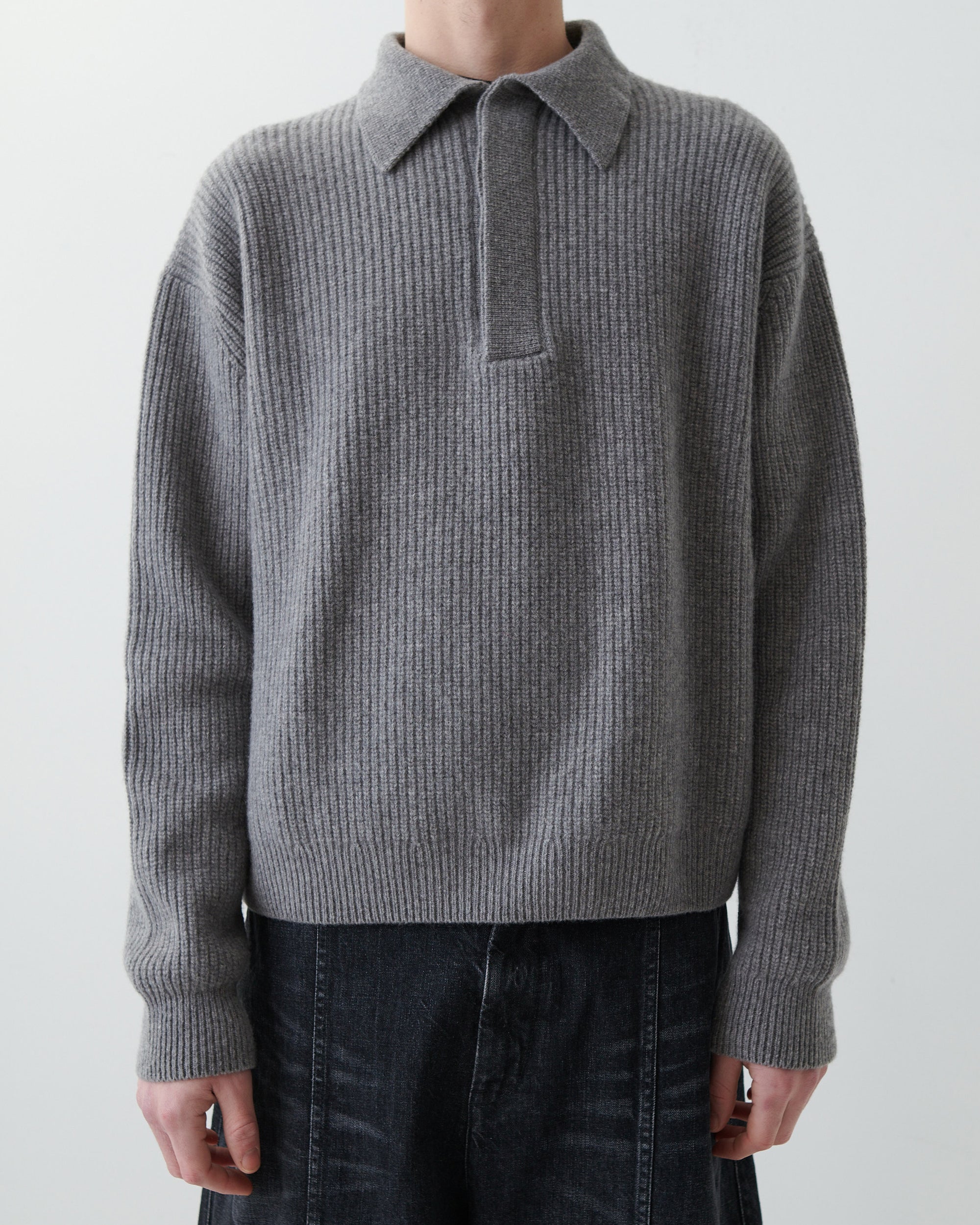 Polo Knit - Marl Grey