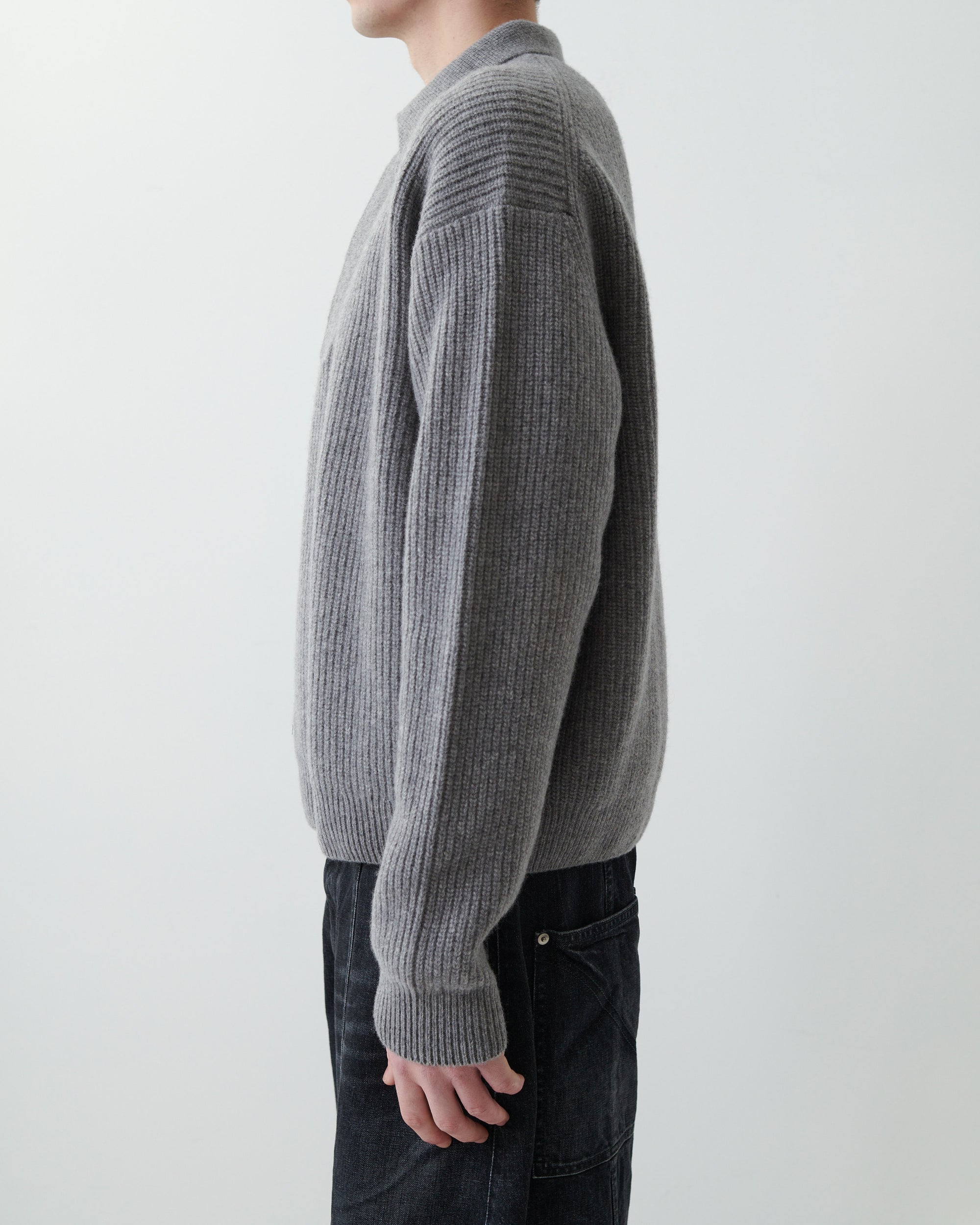 Polo Knit - Marl Grey