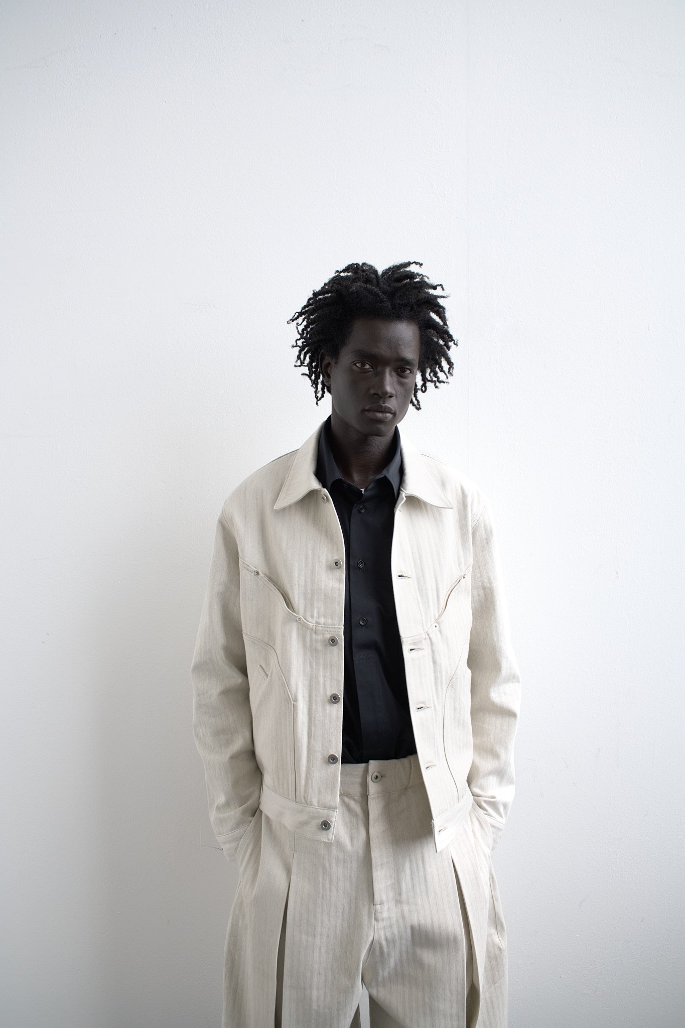 Denim Jiji Jacket - Beige Herringbone