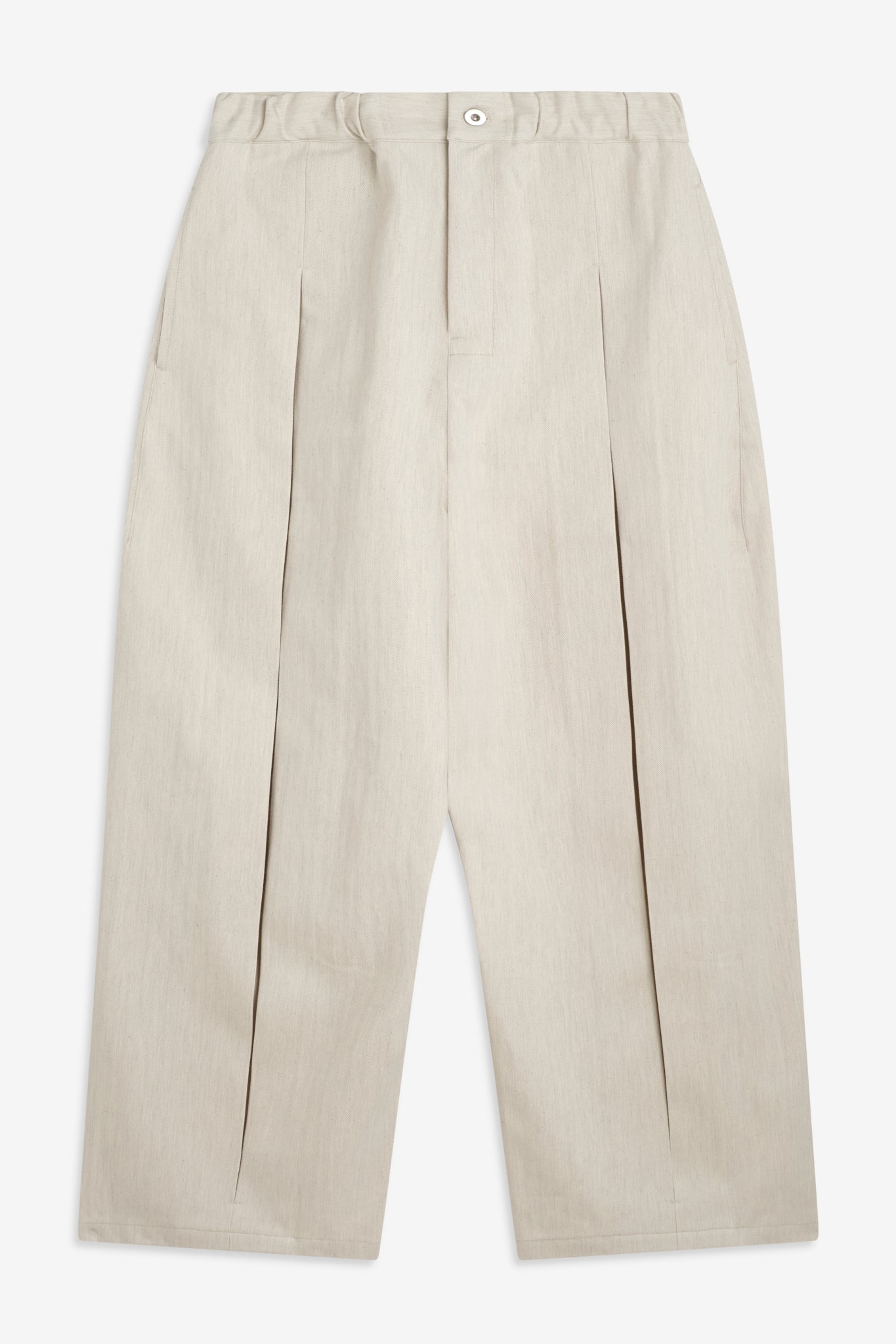 Box Pleat Trouser Denim - Beige Herringbone (Webstore Exclusive)