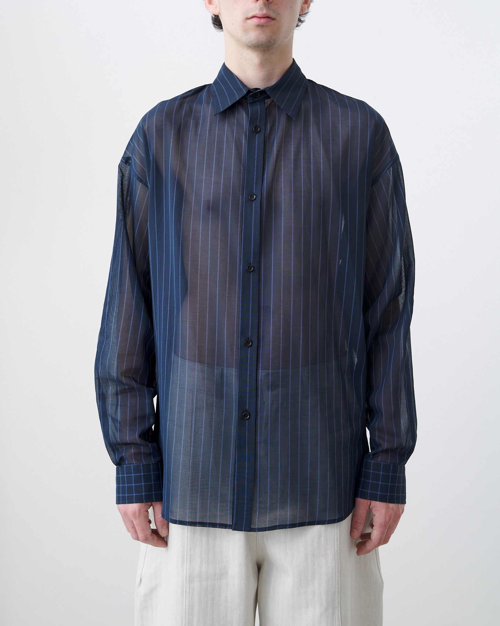 Chisholm Shirt - Navy / Cornflower Blue Stripe