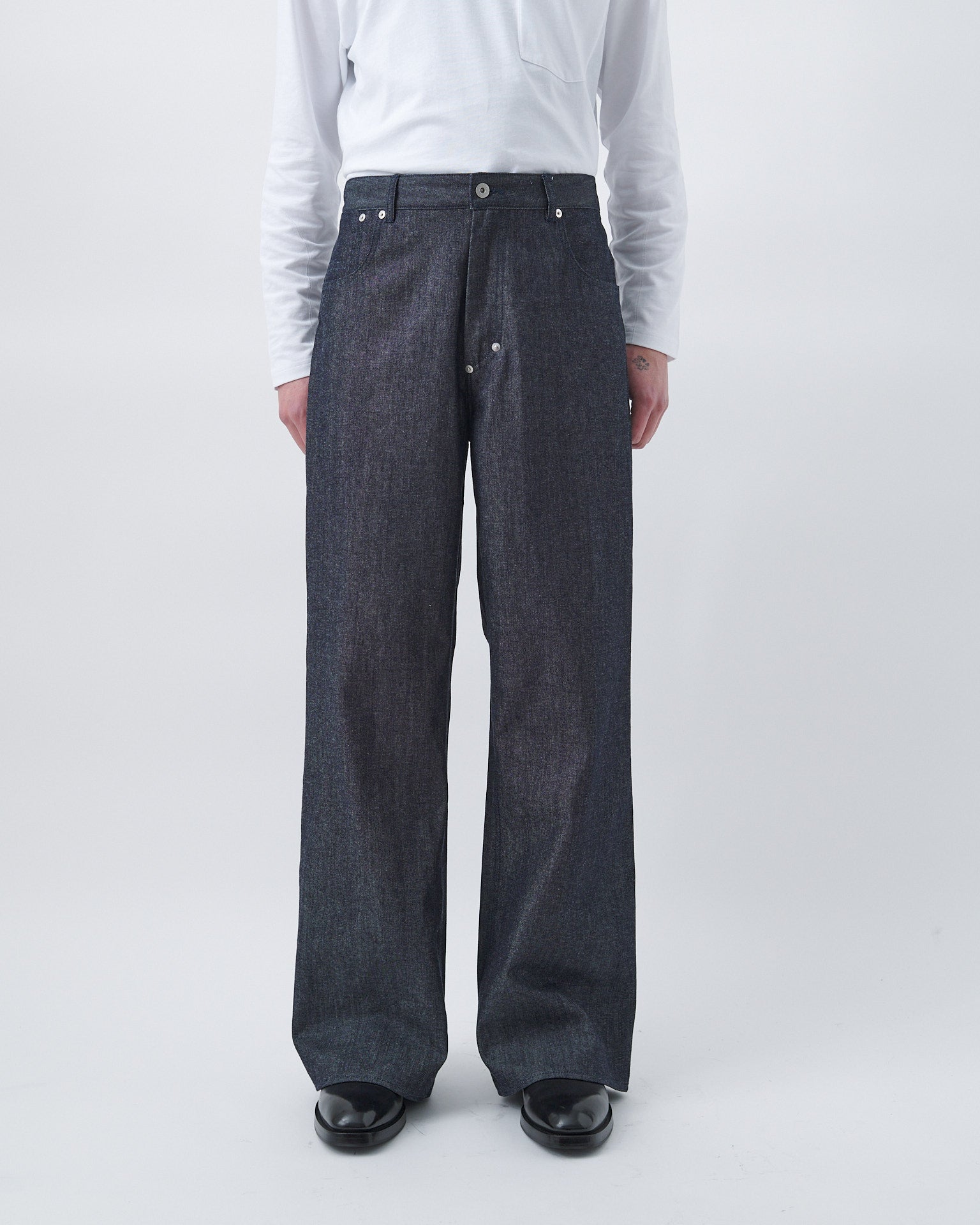 Straight Rivet Trouser Denim - Raw Indigo