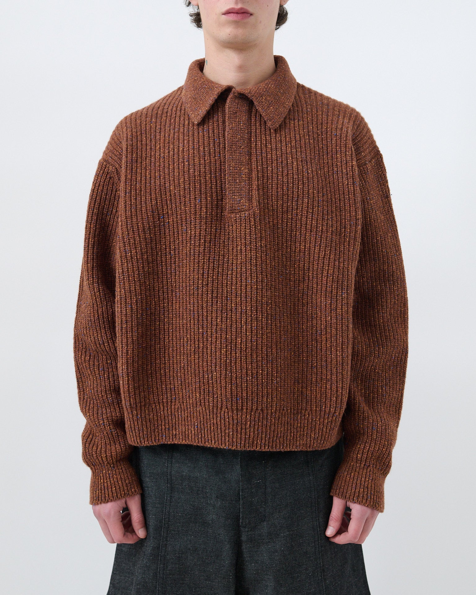 Polo Knit - Speckled Rust