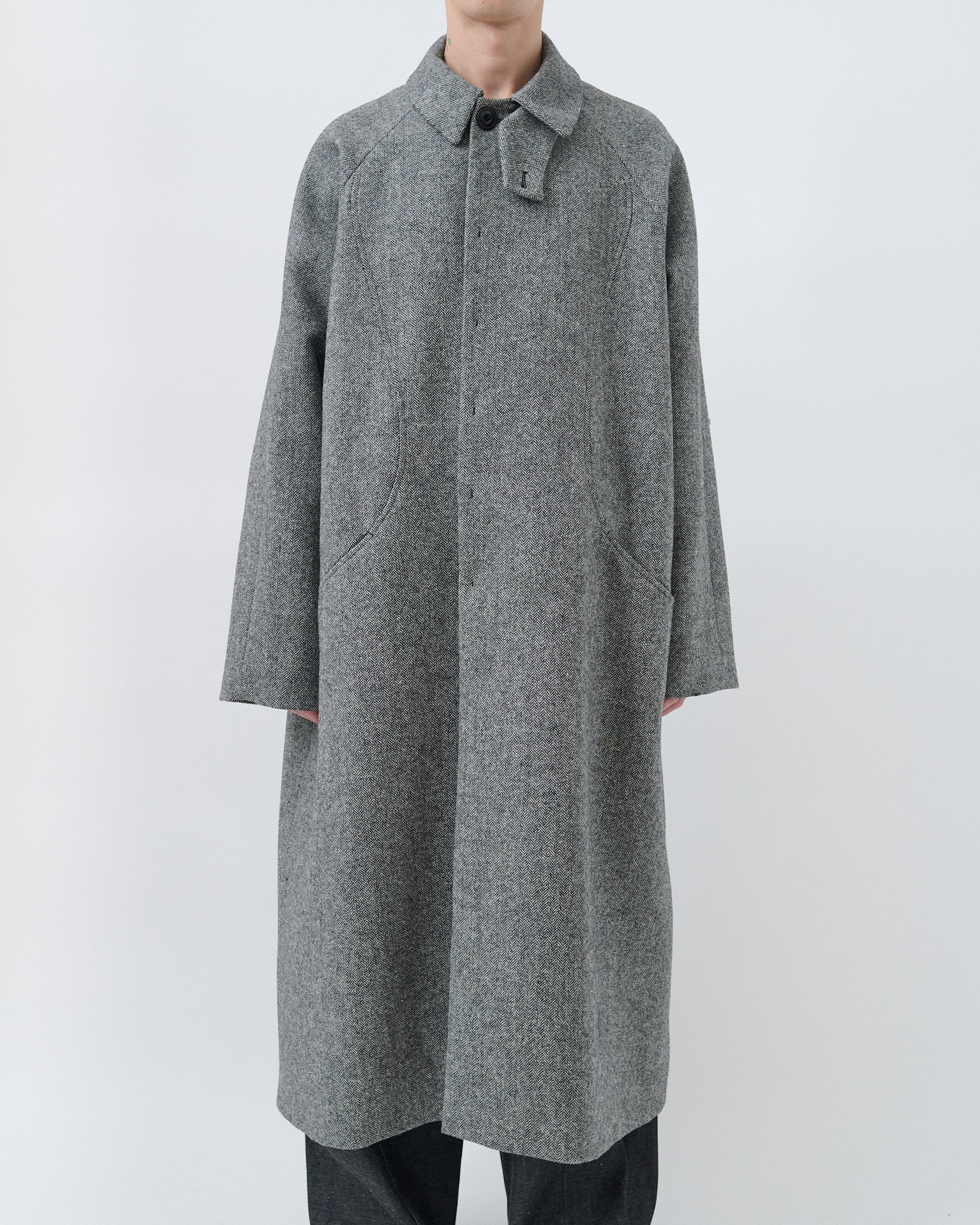 Takeshi Coat - Black / White Herringbone