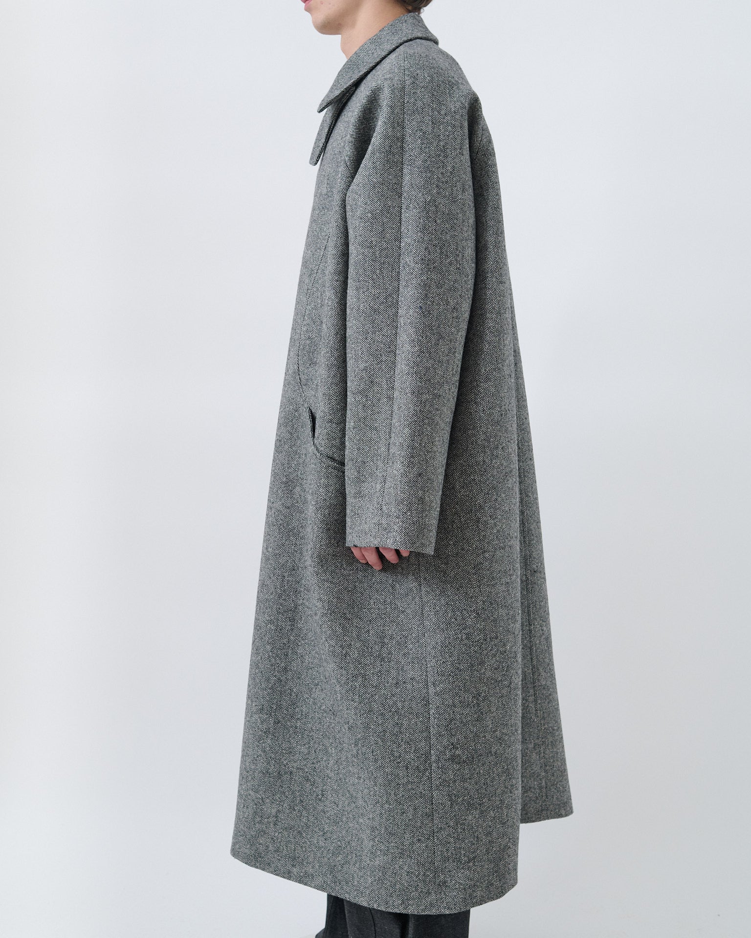 Takeshi Coat - Black / White Herringbone