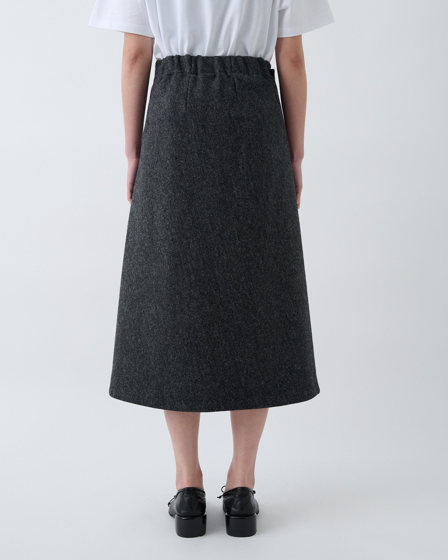 Wrap Skirt - Charcoal Herringbone