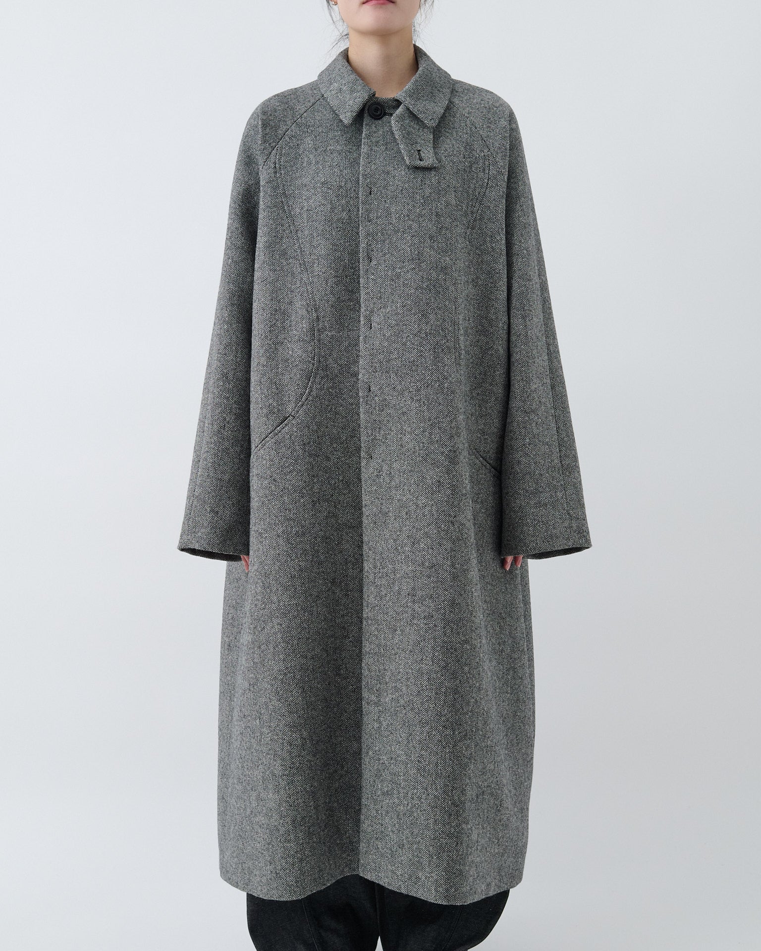 Takeshi Coat - Black / White Herringbone
