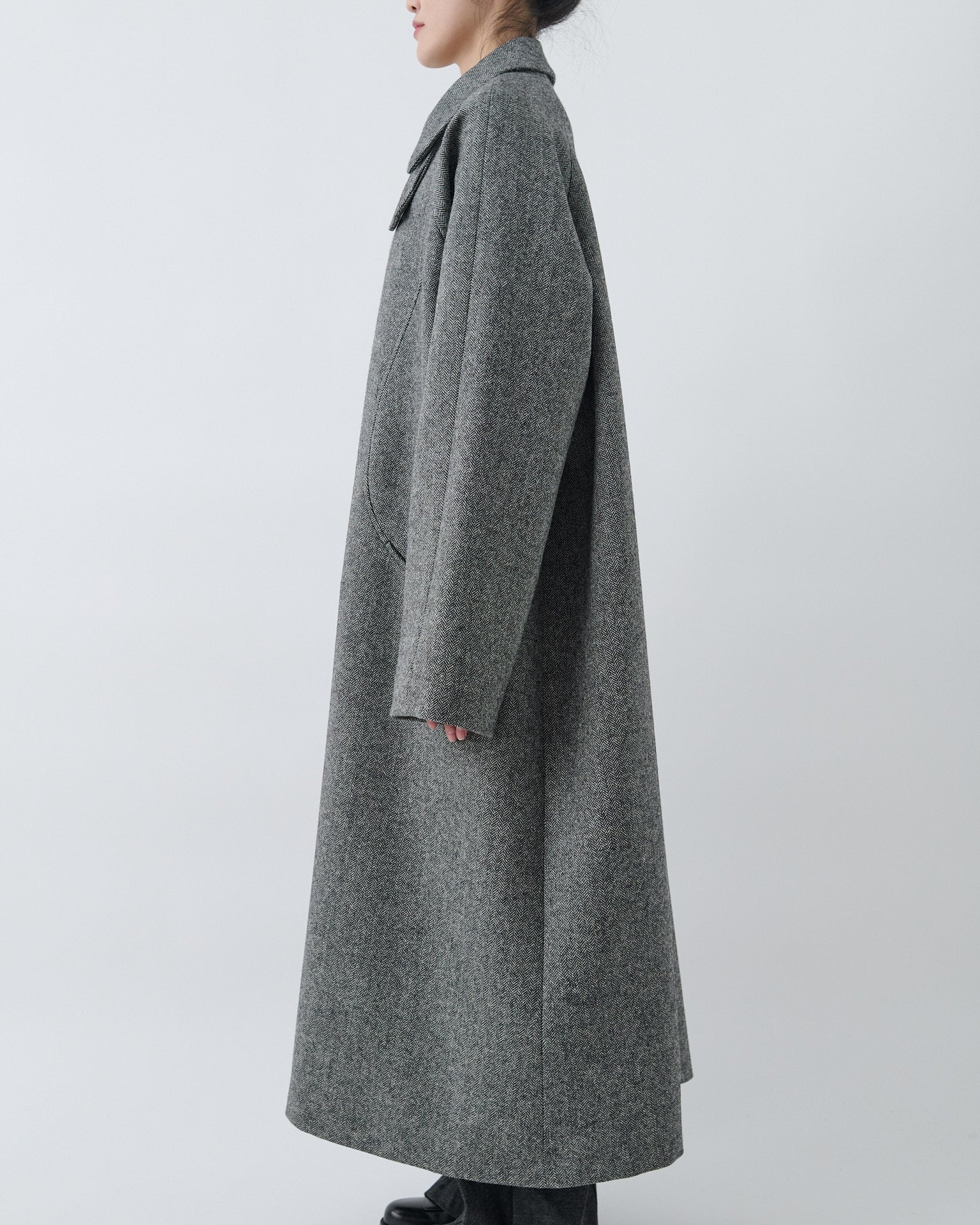 Takeshi Coat - Black / White Herringbone