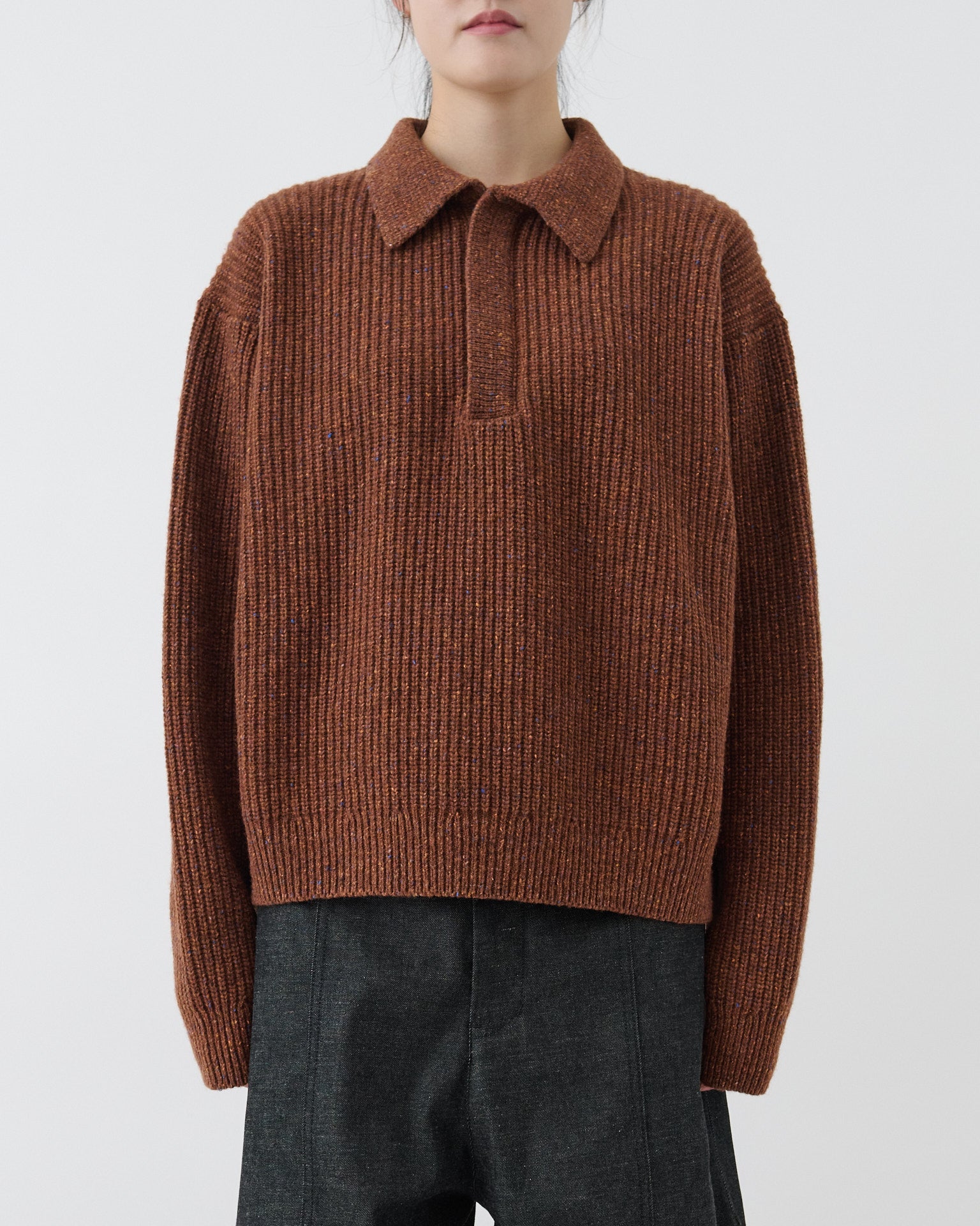 Polo Knit - Speckled Rust