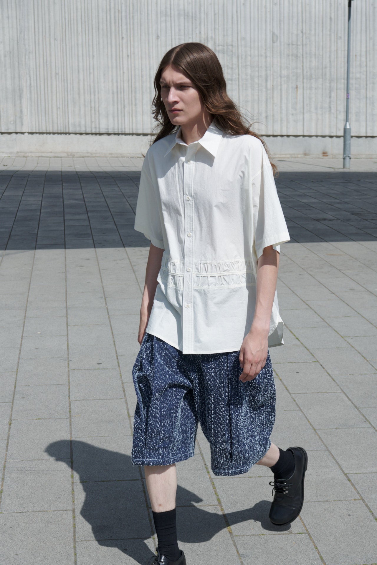 Box Pleat Shorts Denim - Indigo Snow Nep