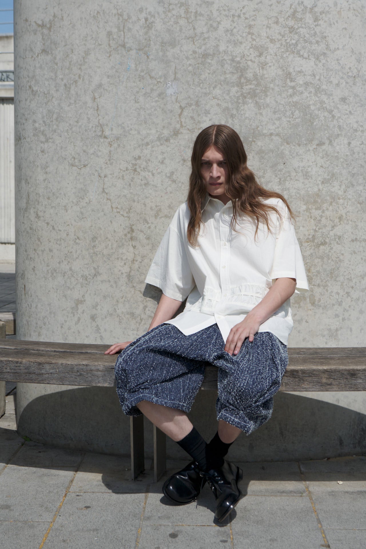 Box Pleat Shorts Denim - Indigo Snow Nep