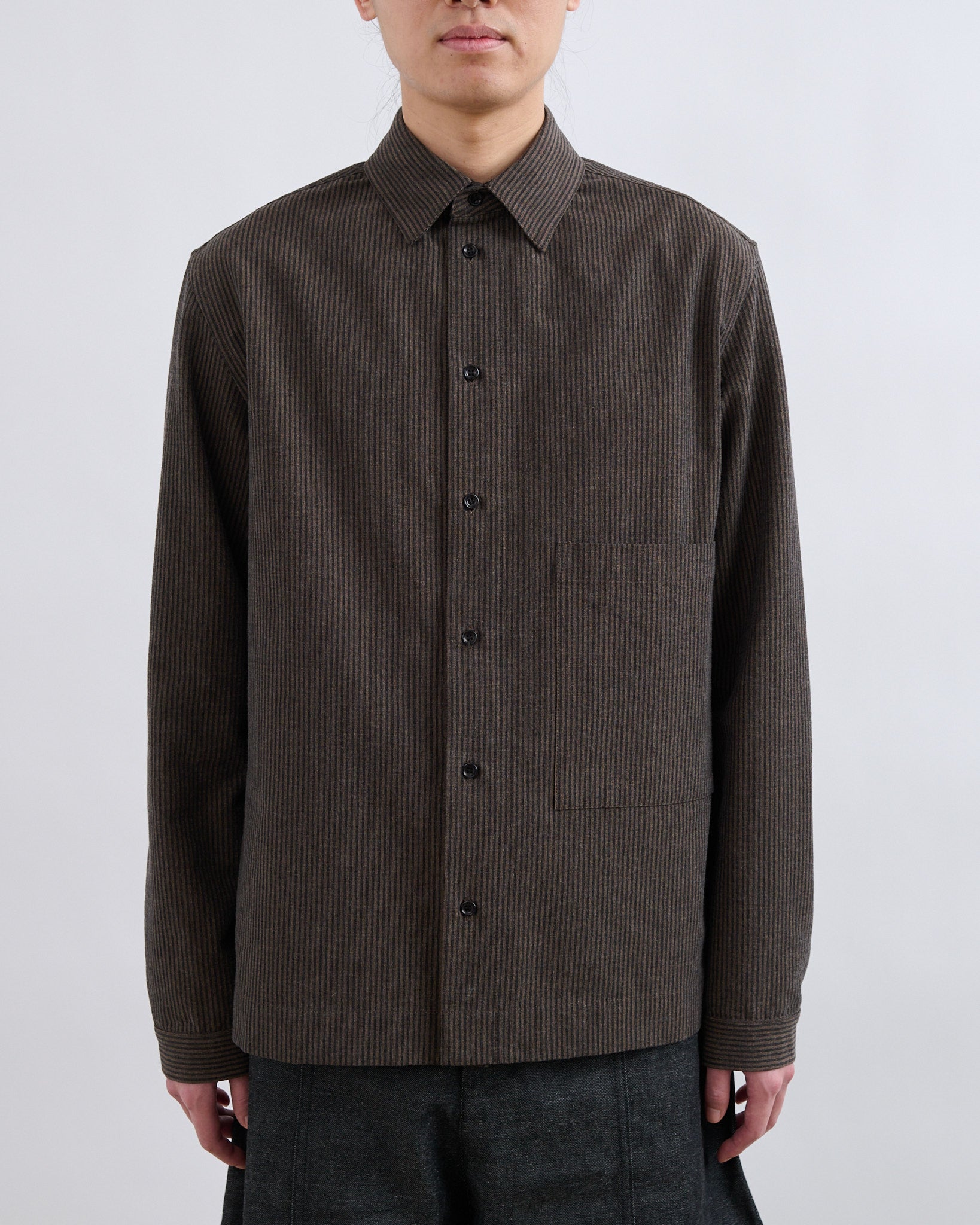 Natal Shirt - Navy/Brown Stripe