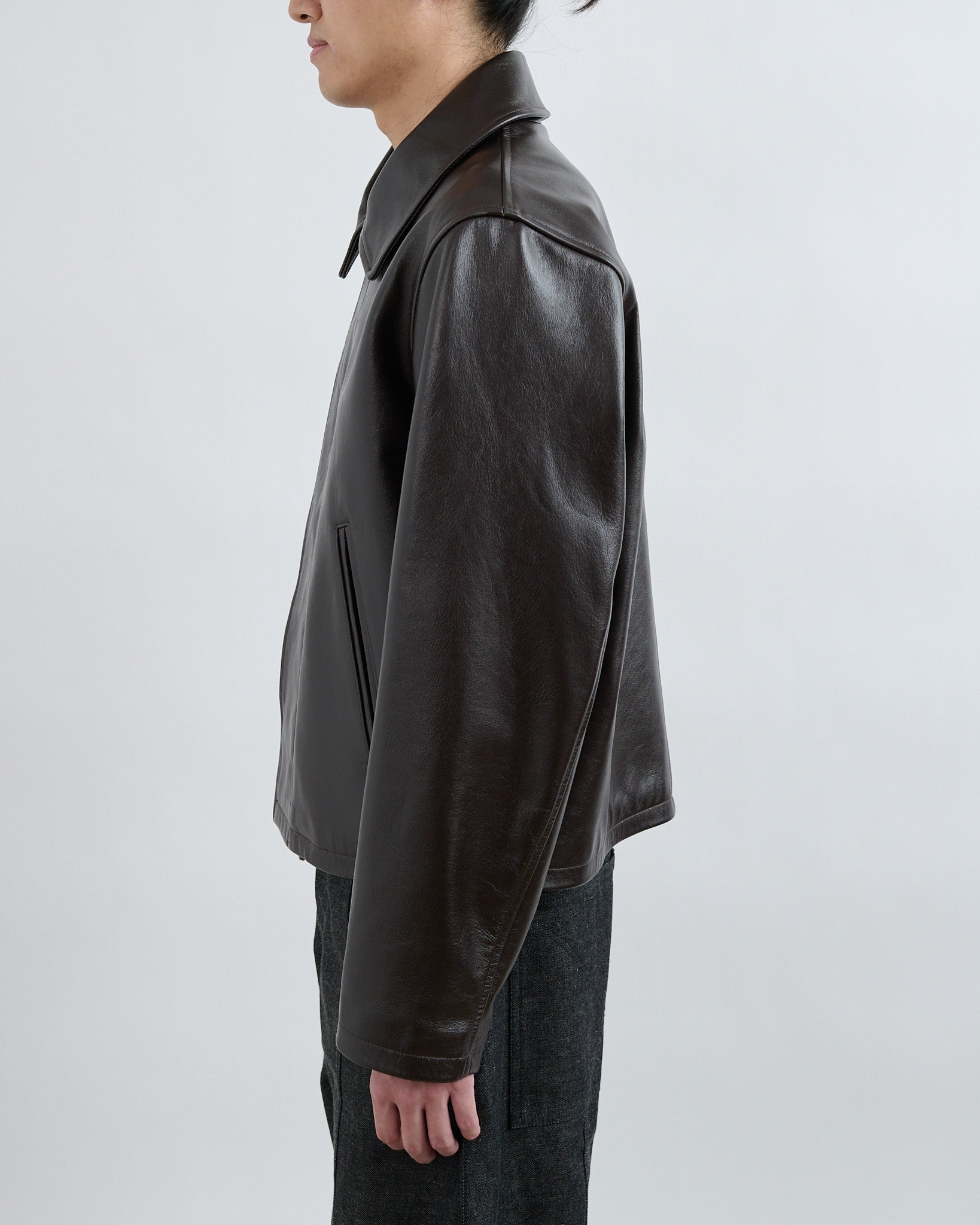 AW26 Leather Blouson - Dark Brown
