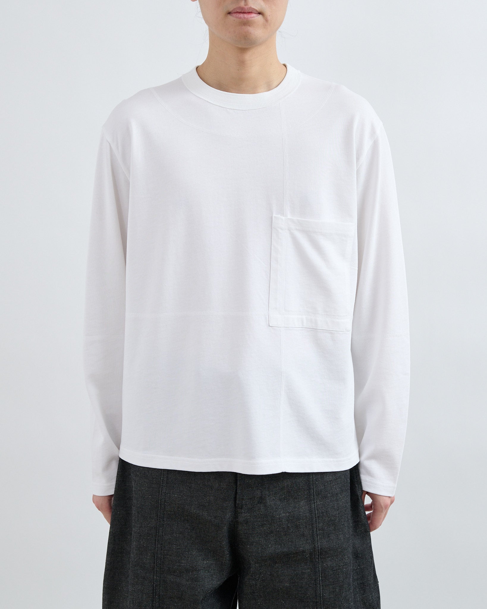 Cross Stitch Long Sleeve Tee - White