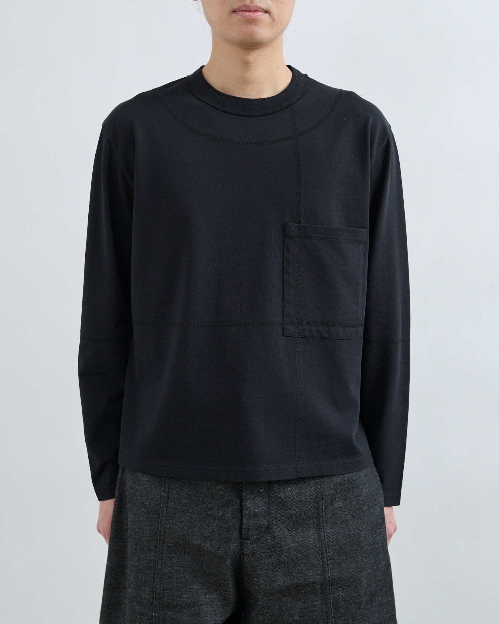 Cross Stitch Long Sleeve Tee - Black