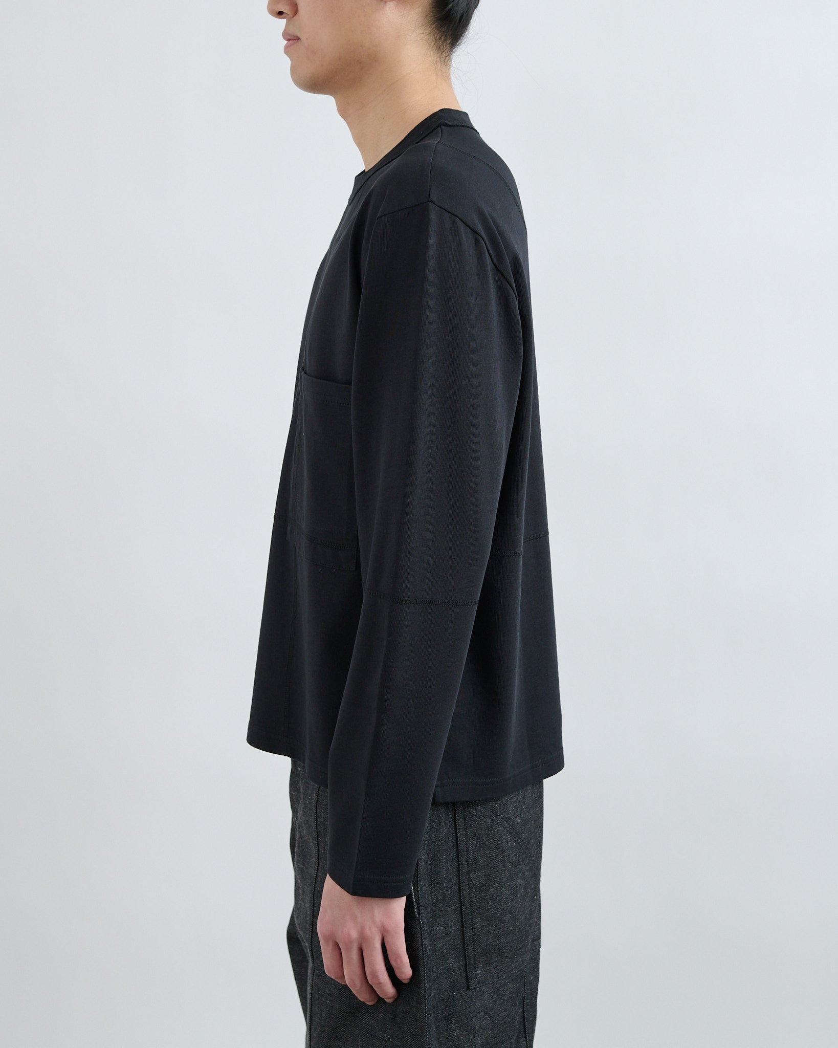 Cross Stitch Long Sleeve Tee - Black