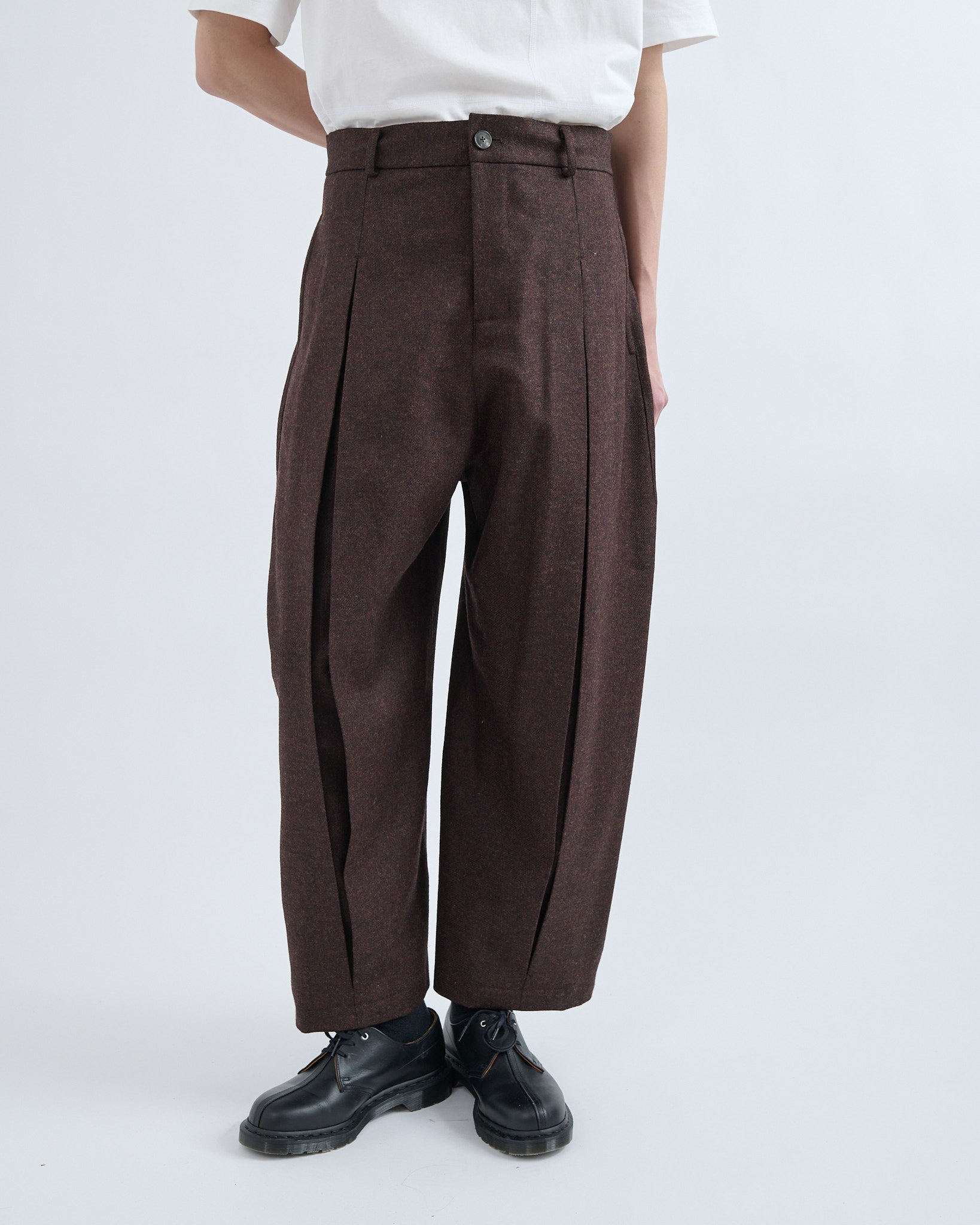 AW26 Box Pleat Trouser Wool - Mocha Brown