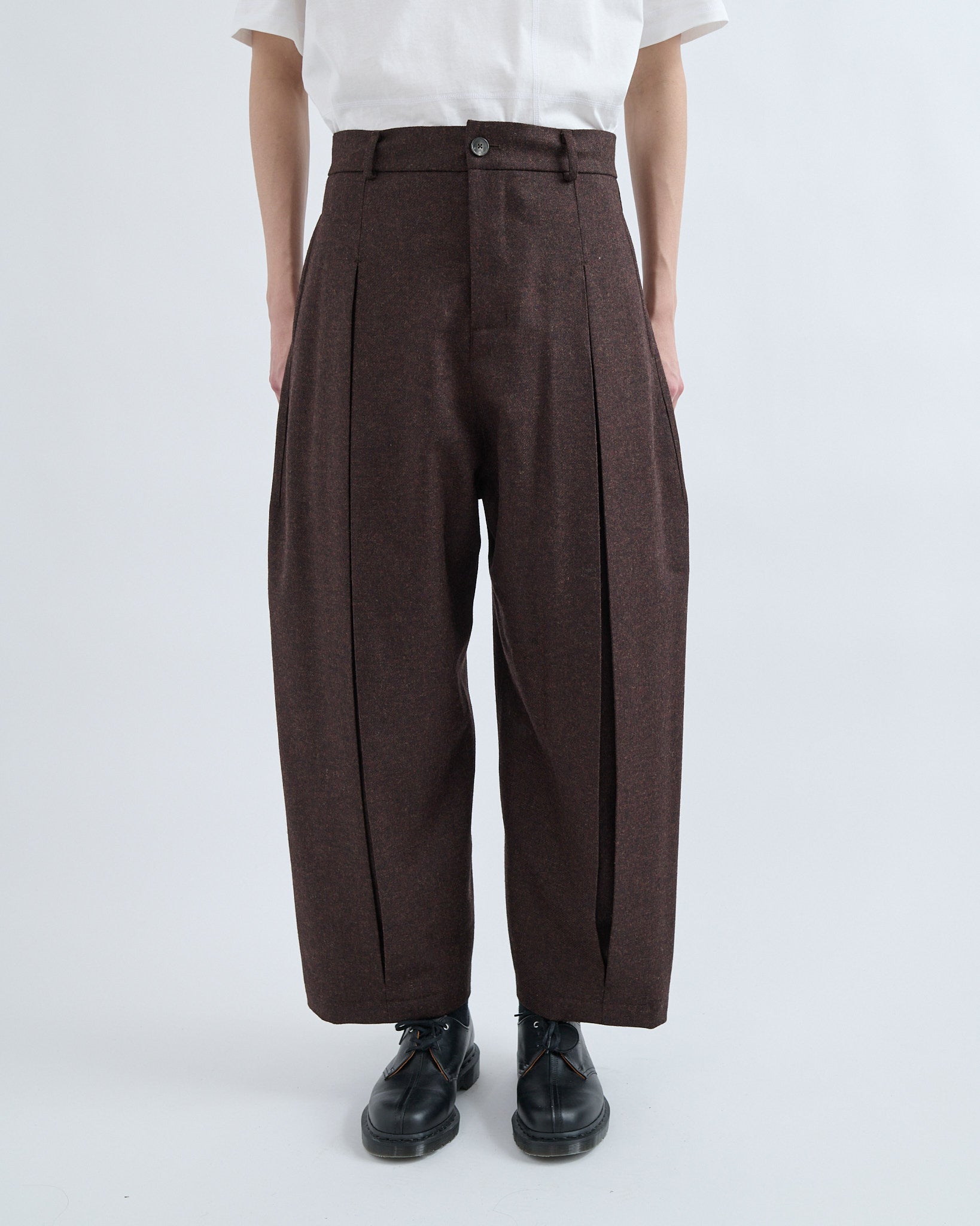 AW26 Box Pleat Trouser Wool - Mocha Brown