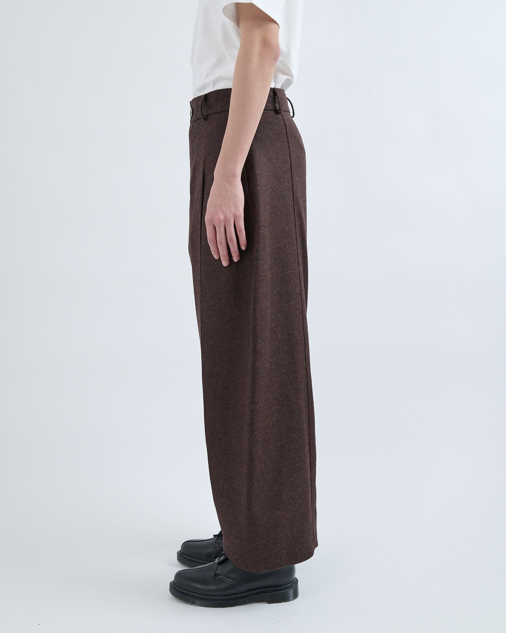 AW26 Box Pleat Trouser Wool - Mocha Brown