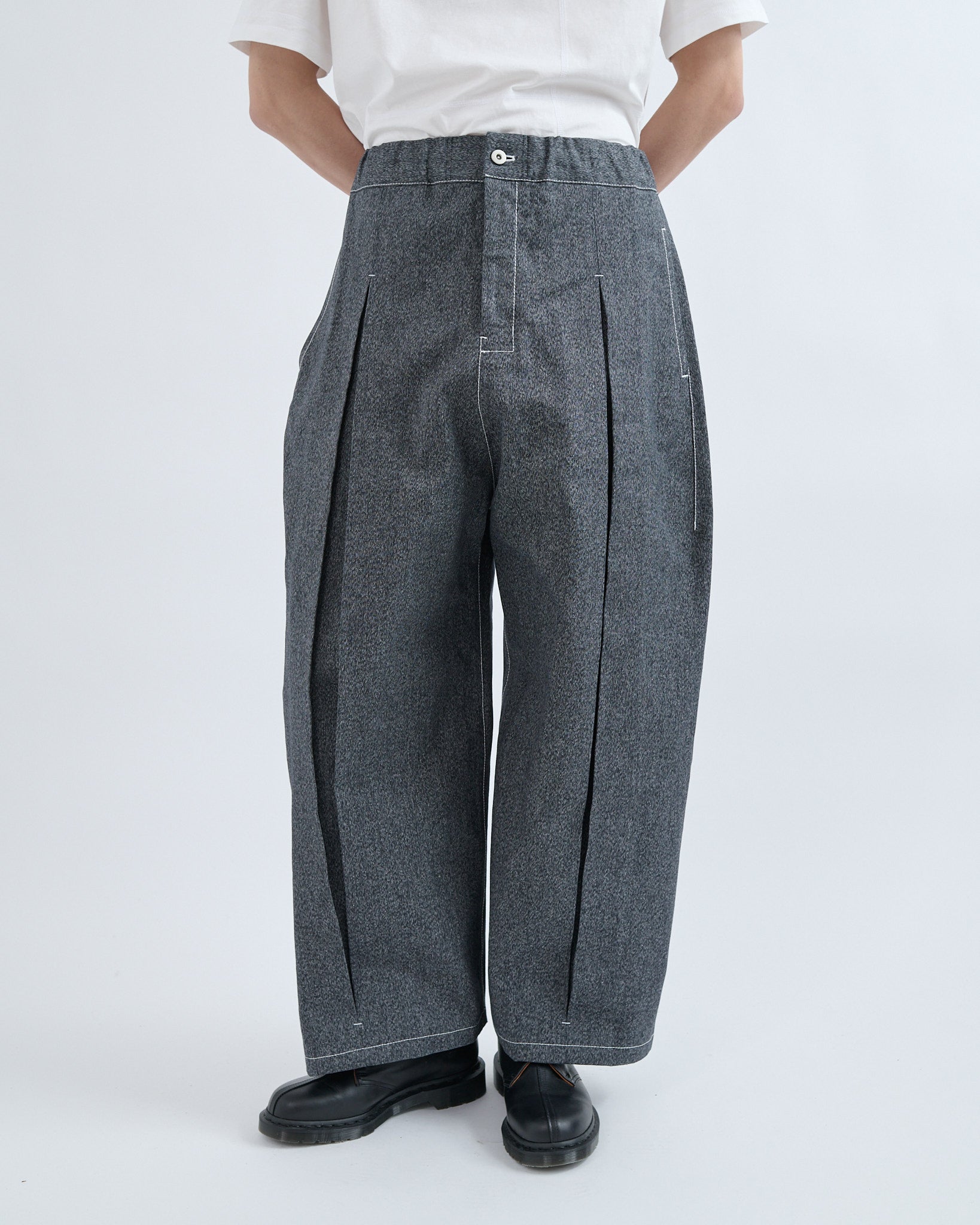 AW26 Box Pleat Trouser Denim - Salt and Pepper
