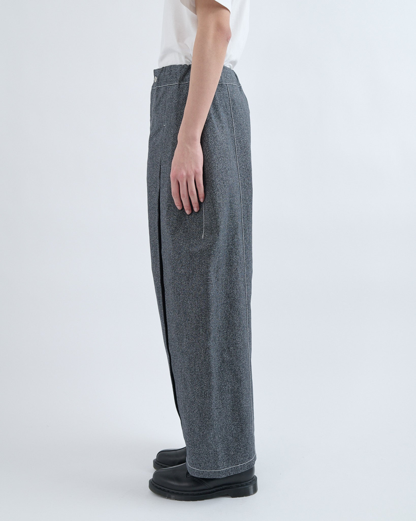 AW26 Box Pleat Trouser Denim - Salt and Pepper