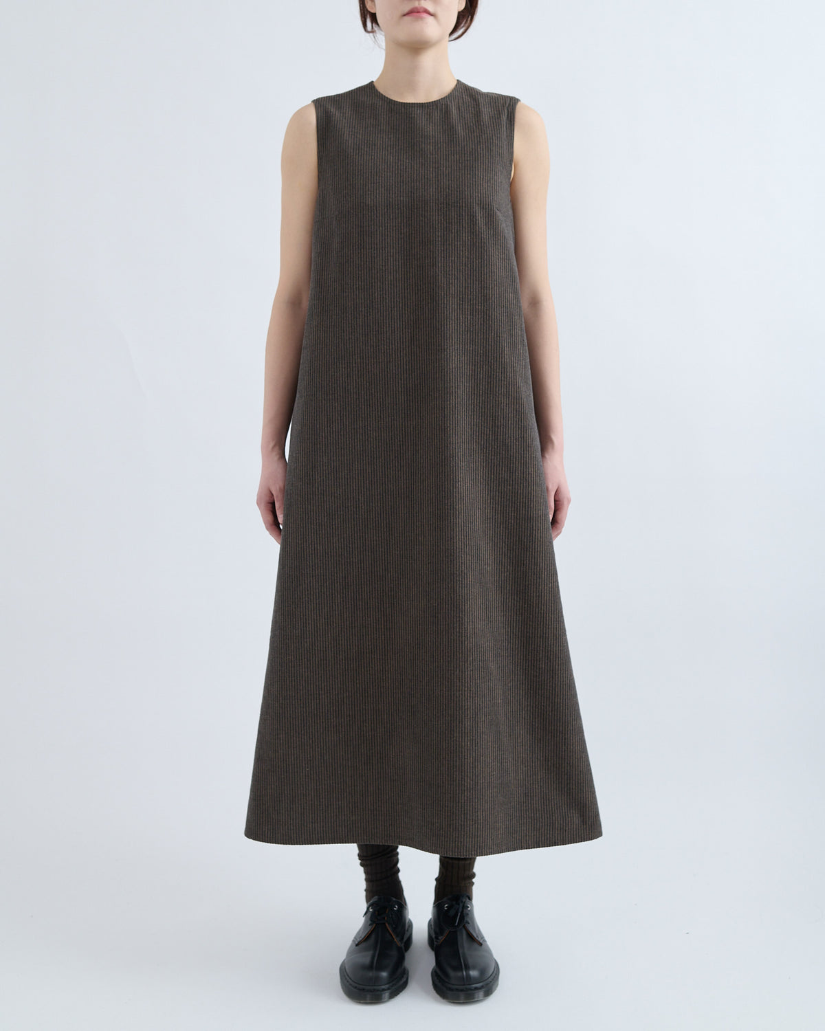 Eiko Dress - Brown Navy Stripe