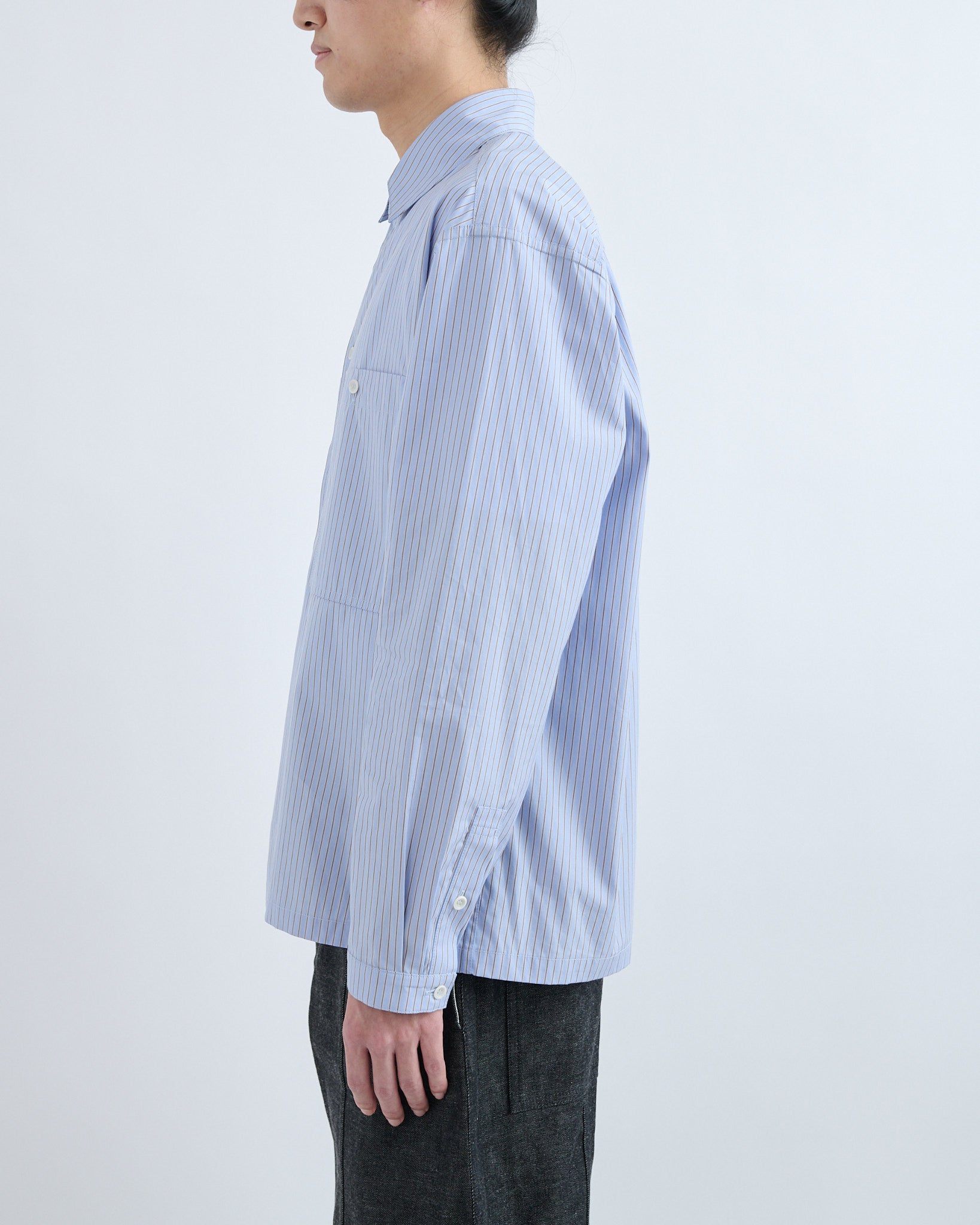AW26 Grange Shirt - Blue/Brown Stripe