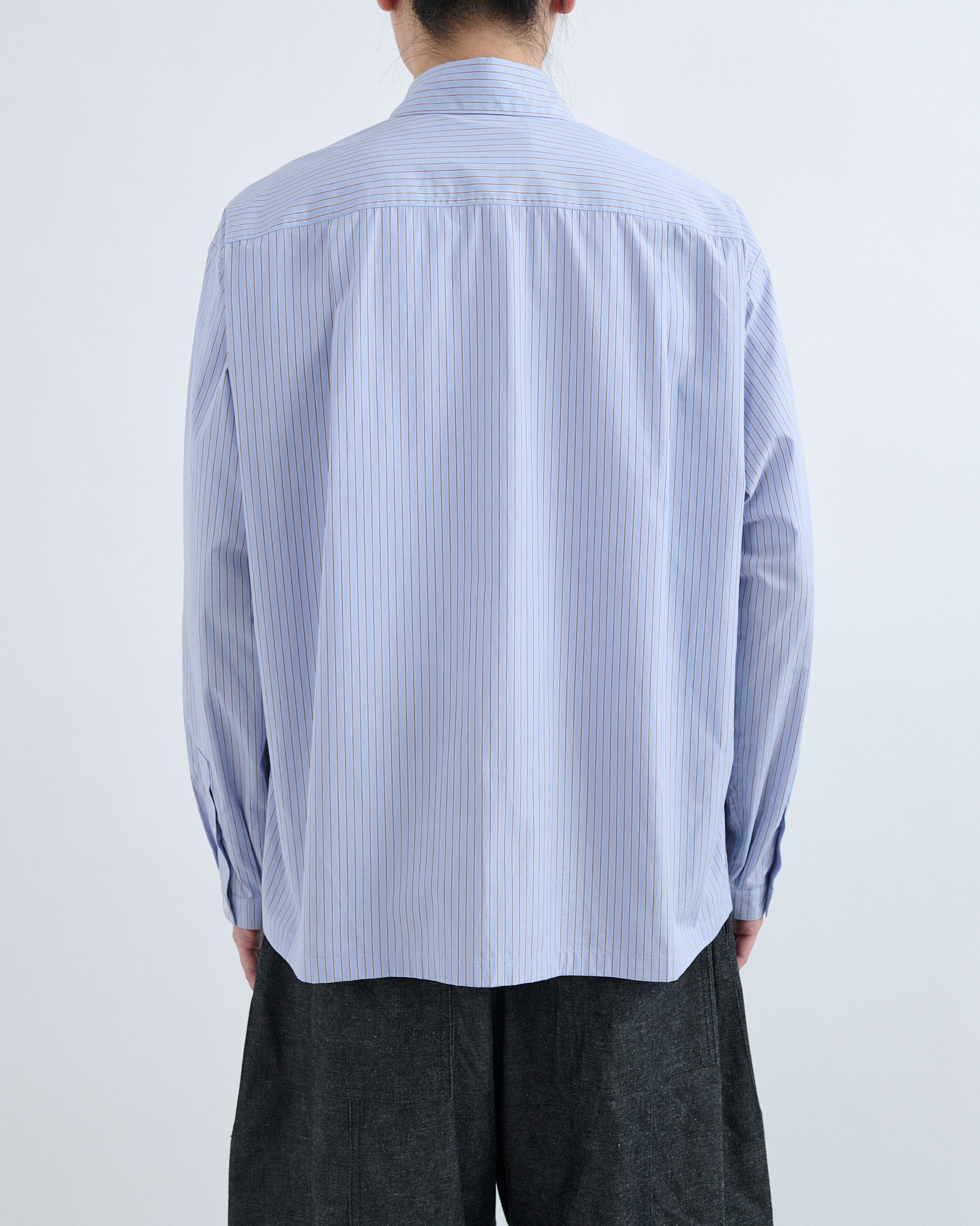 AW26 Grange Shirt - Blue/Brown Stripe