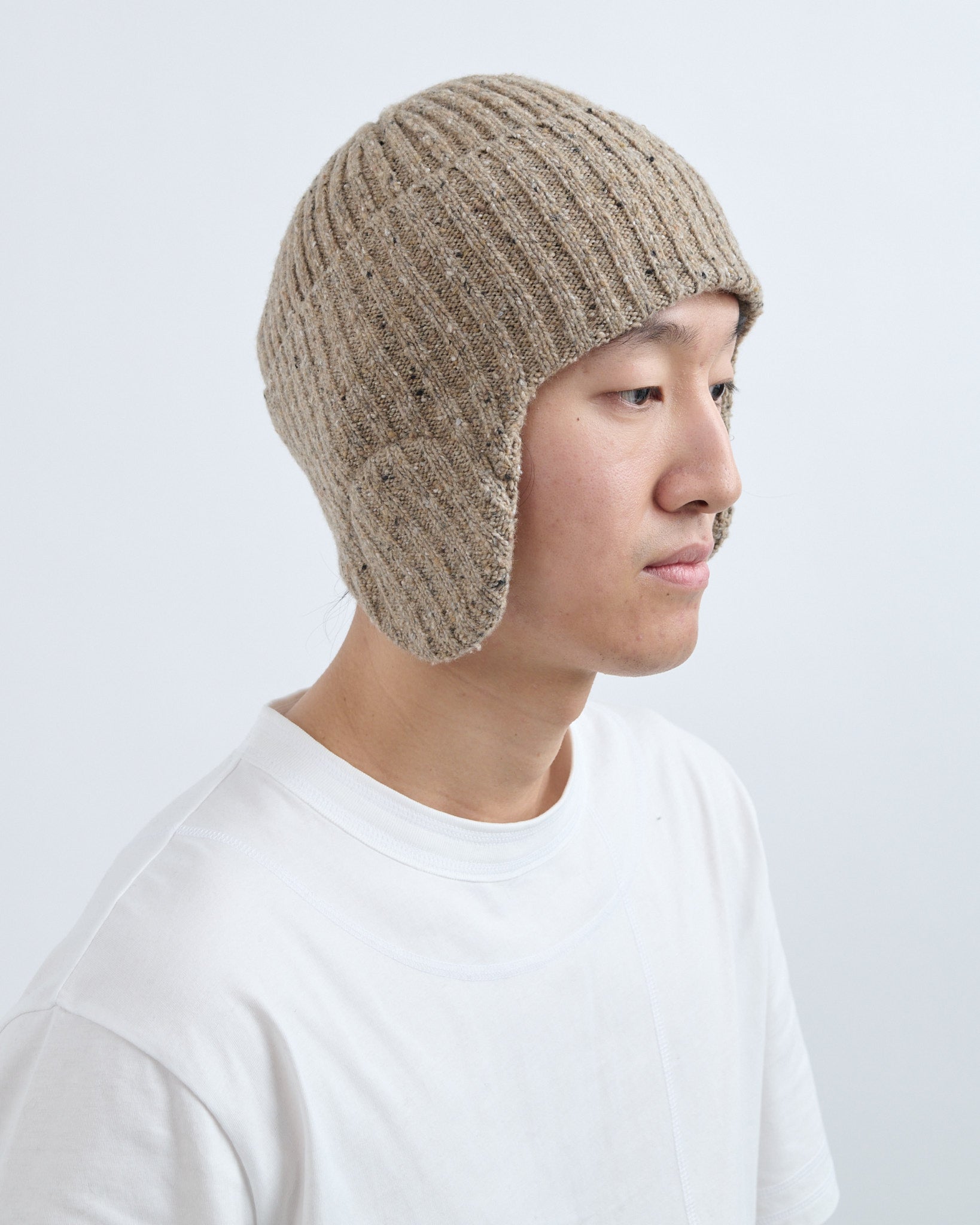 AW26 Flap Beanie - Speckled Beige