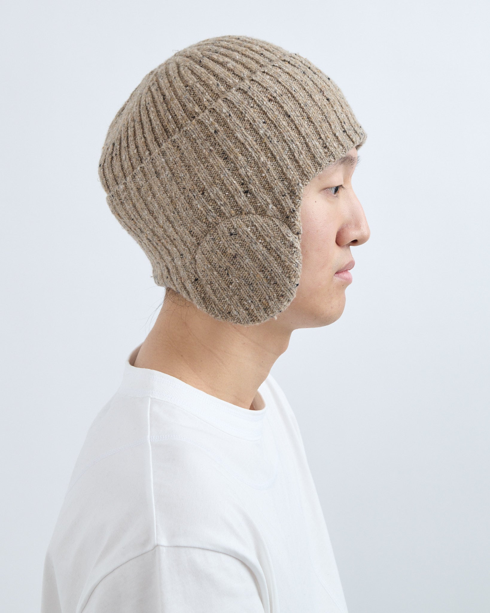 AW26 Flap Beanie - Speckled Beige