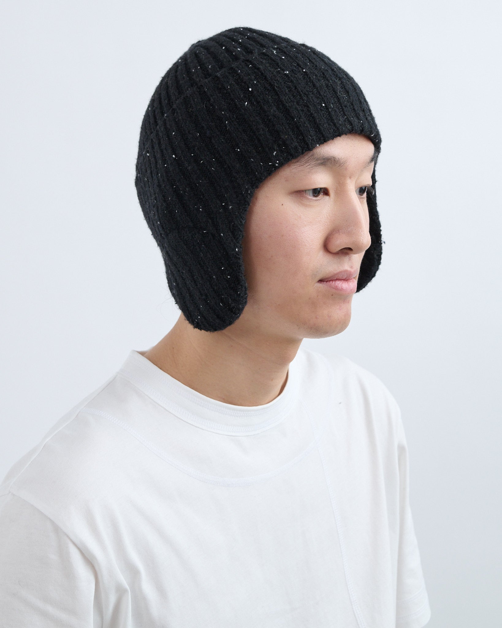 AW26 Flap Beanie - Speckled Black
