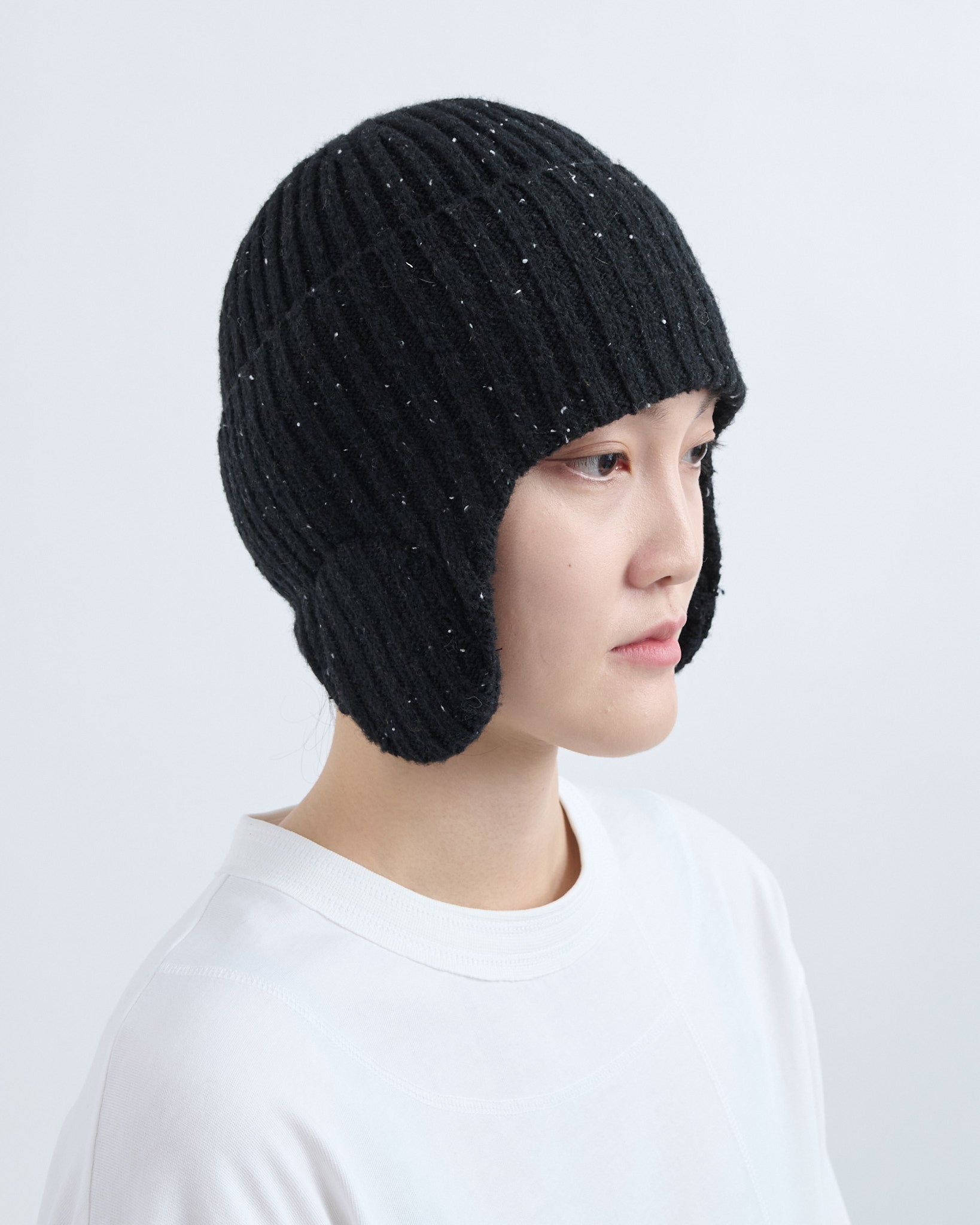 AW26 Flap Beanie - Speckled Black
