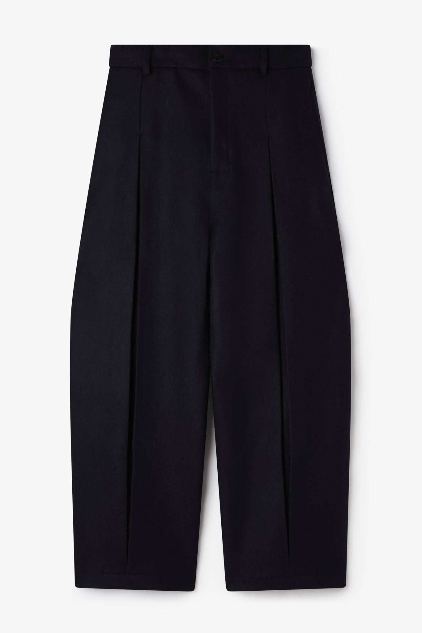 Box Pleat Trouser Wool - Navy
