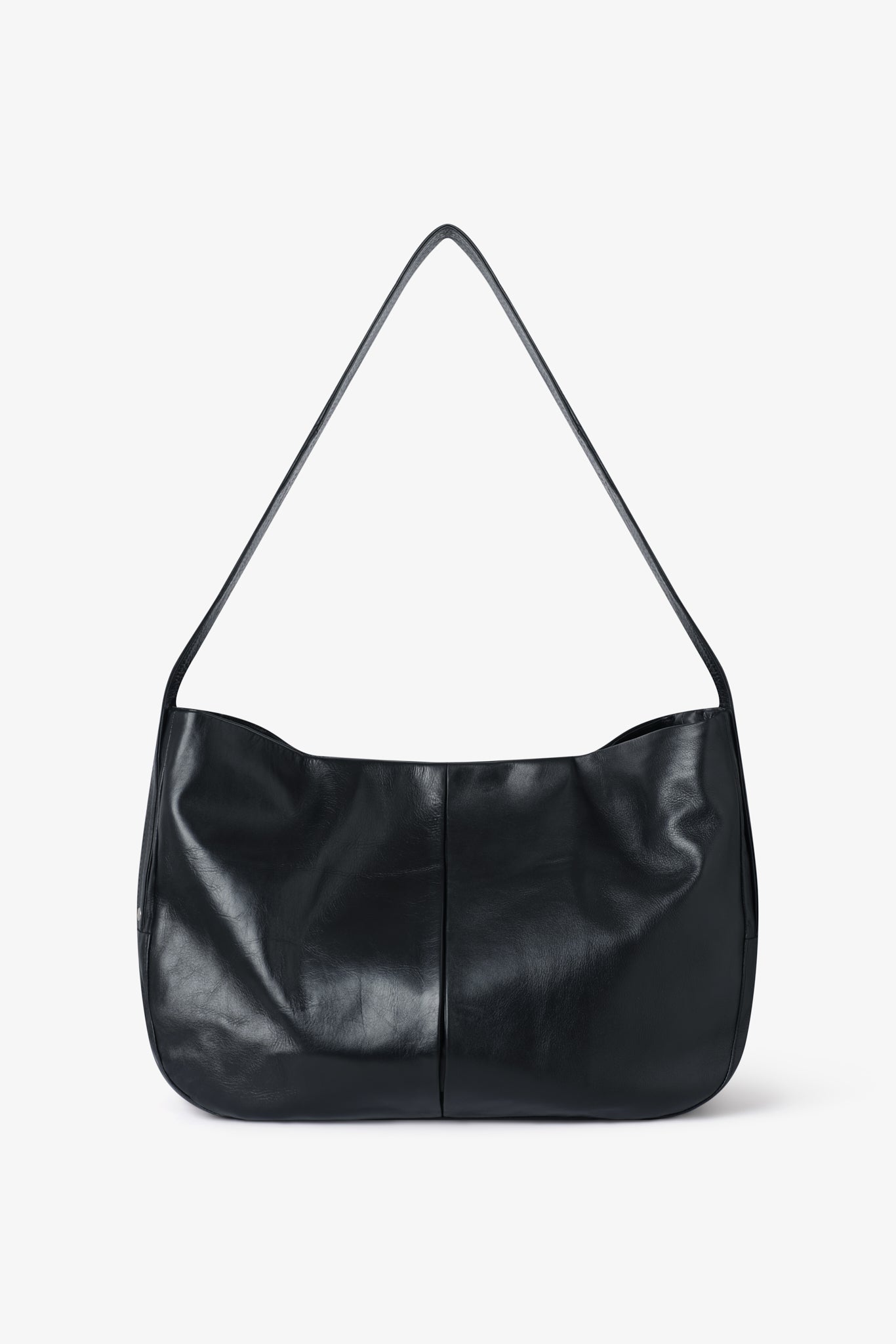 Box Pleat Leather Bag - Black