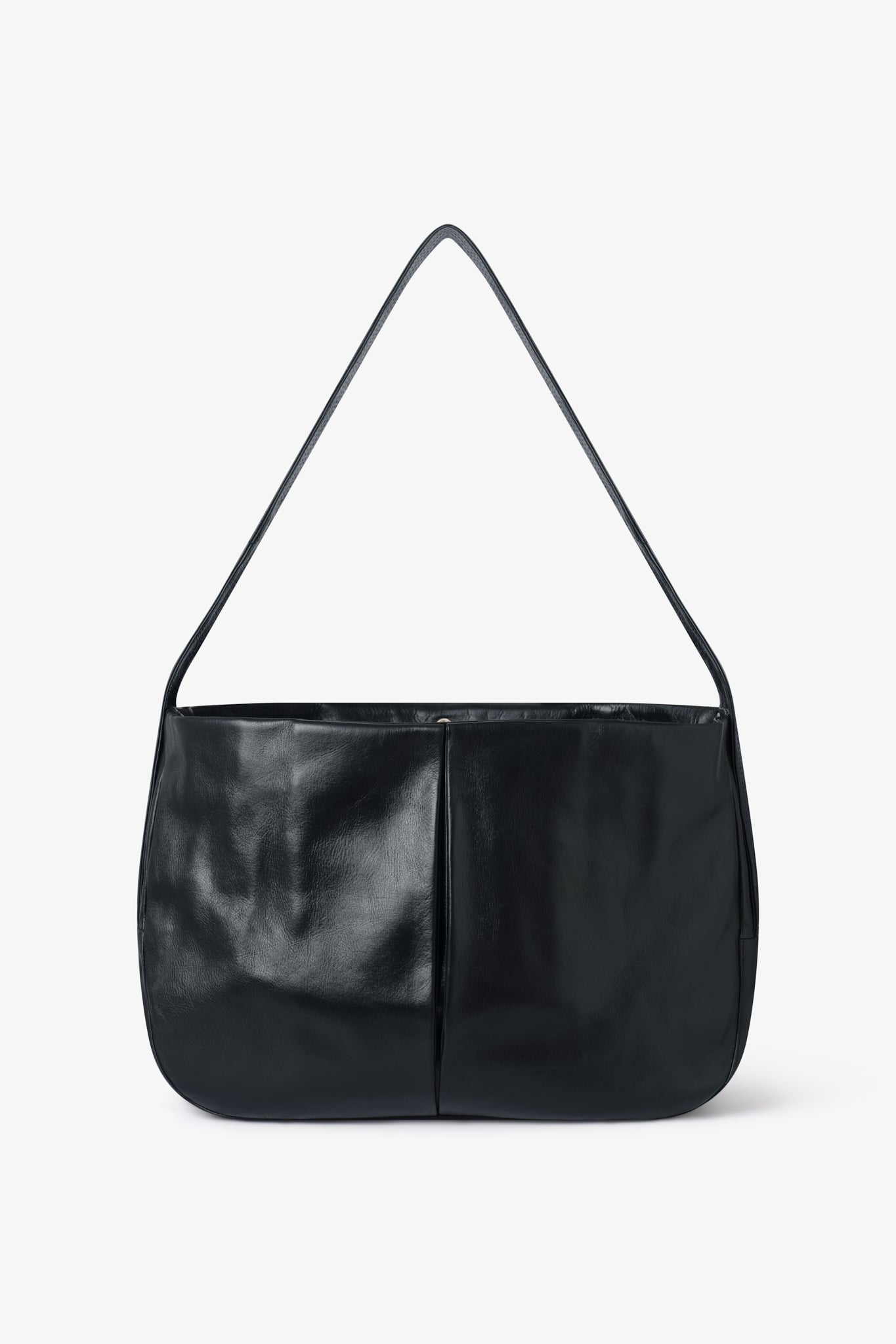 Box Pleat Leather Bag - Black