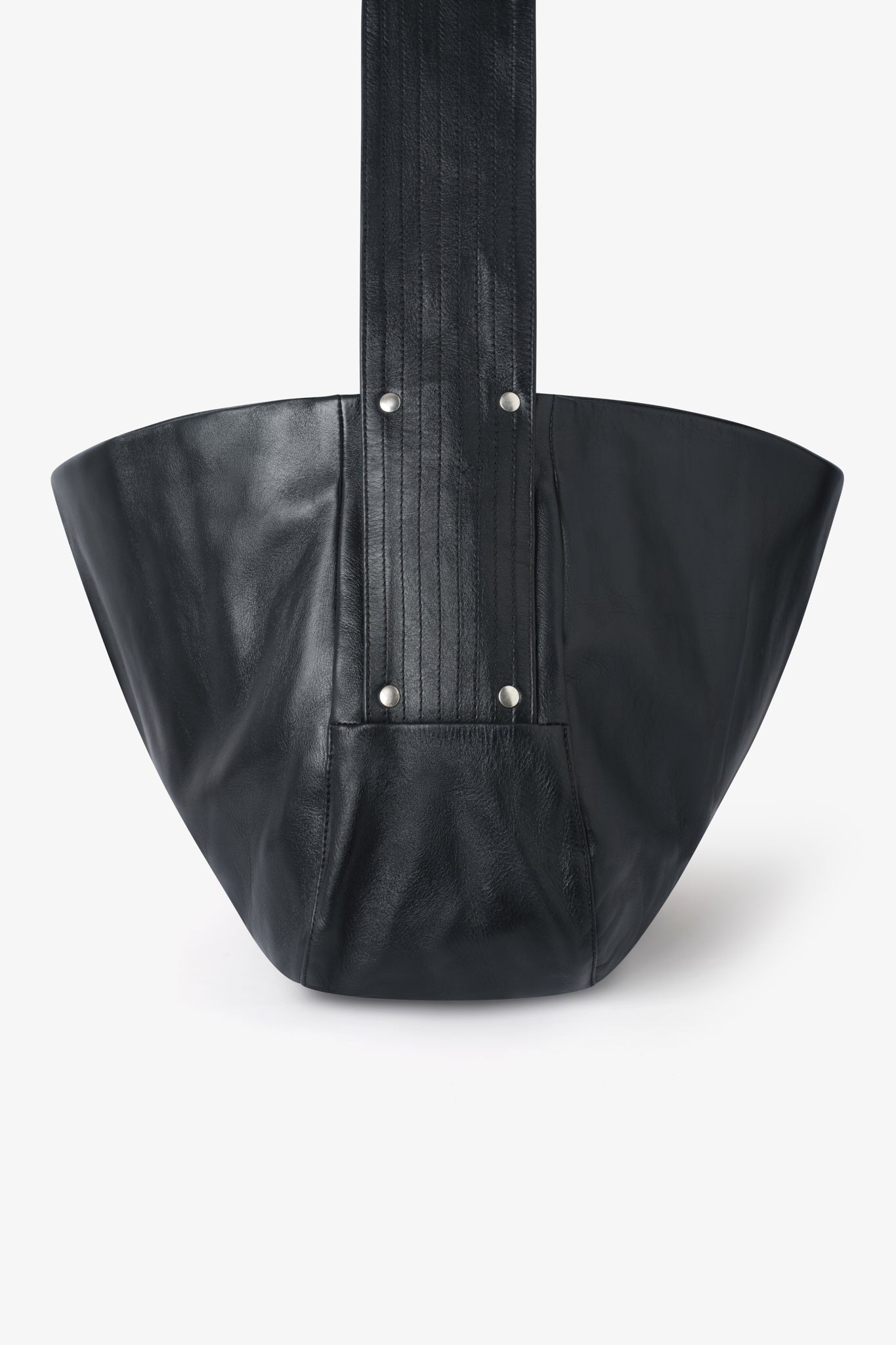 Box Pleat Leather Bag - Black