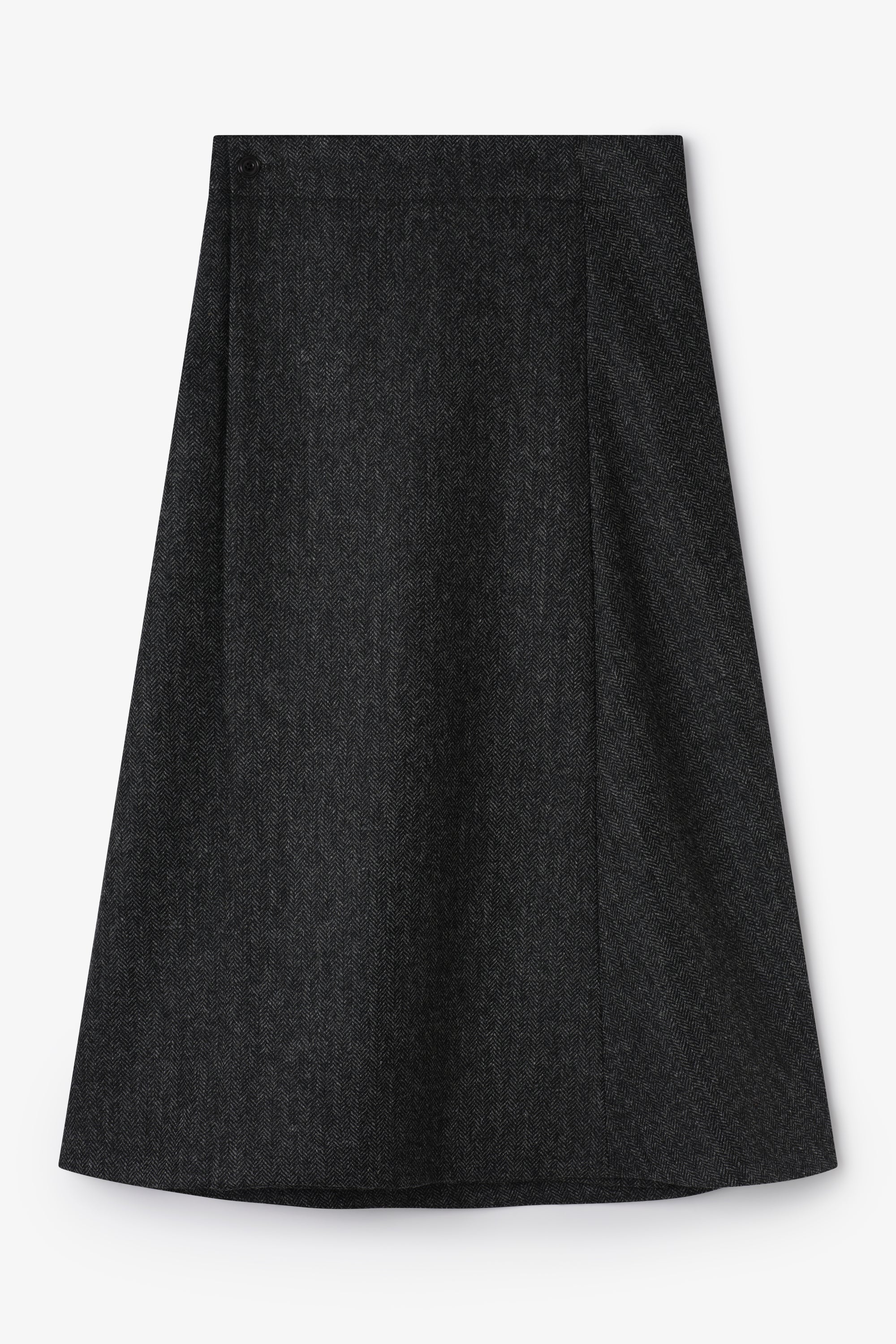 Wrap Skirt - Charcoal Herringbone