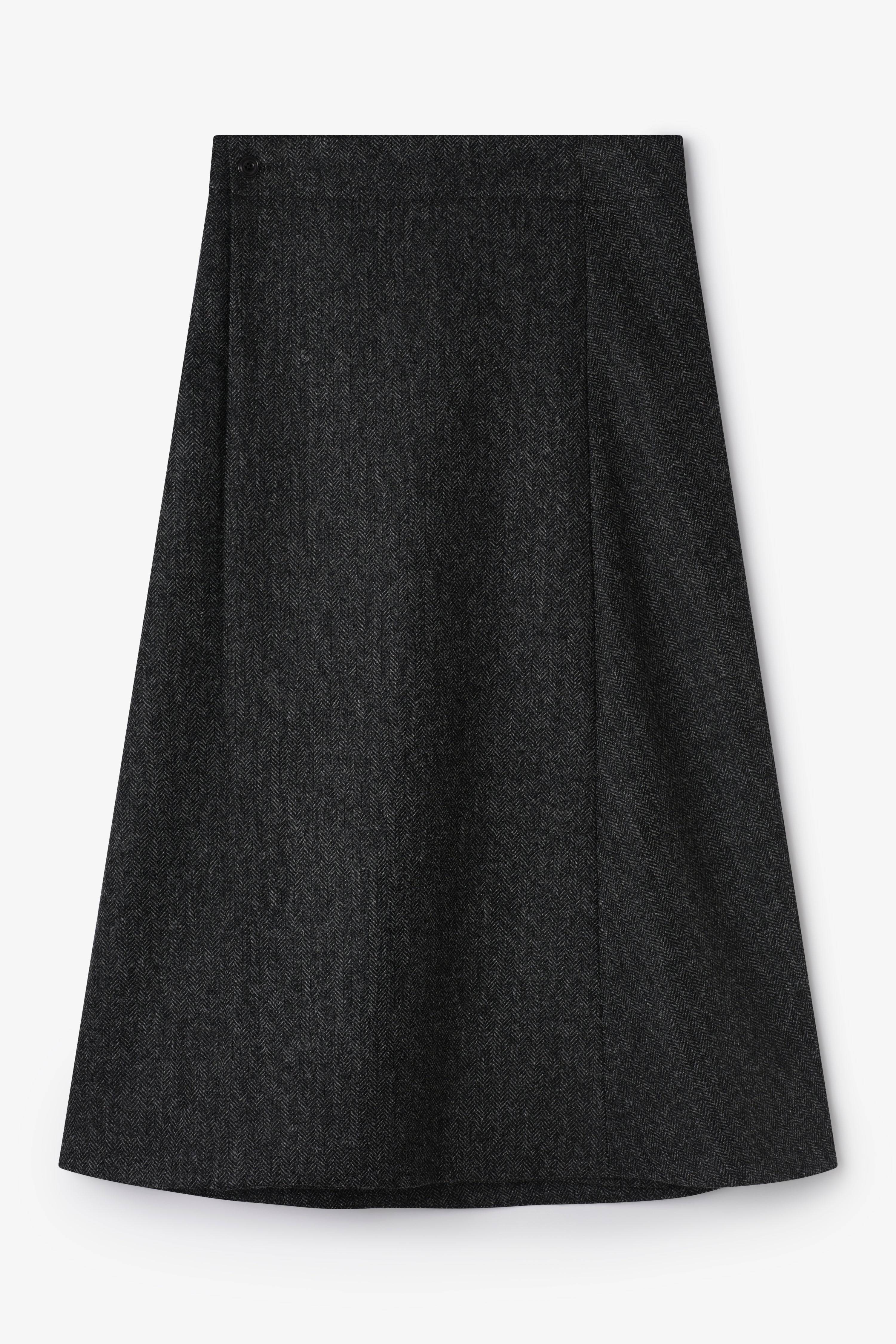 Wrap Skirt - Charcoal Herringbone