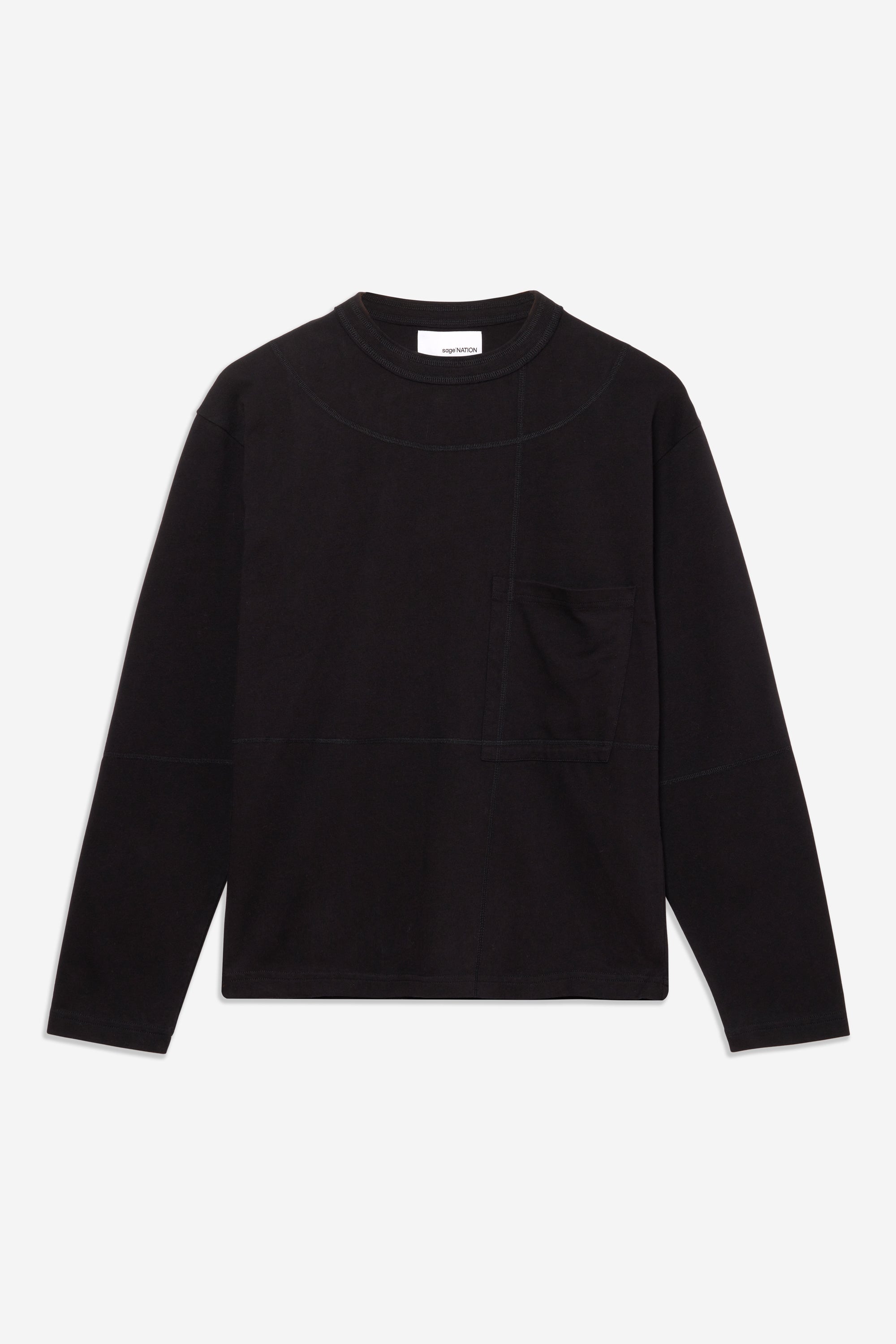 Cross Stitch Long Sleeve Tee - Black