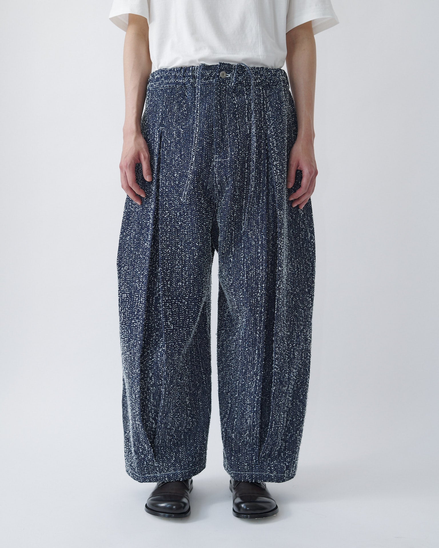 Box Pleat Trouser Denim - Indigo Snow Nep