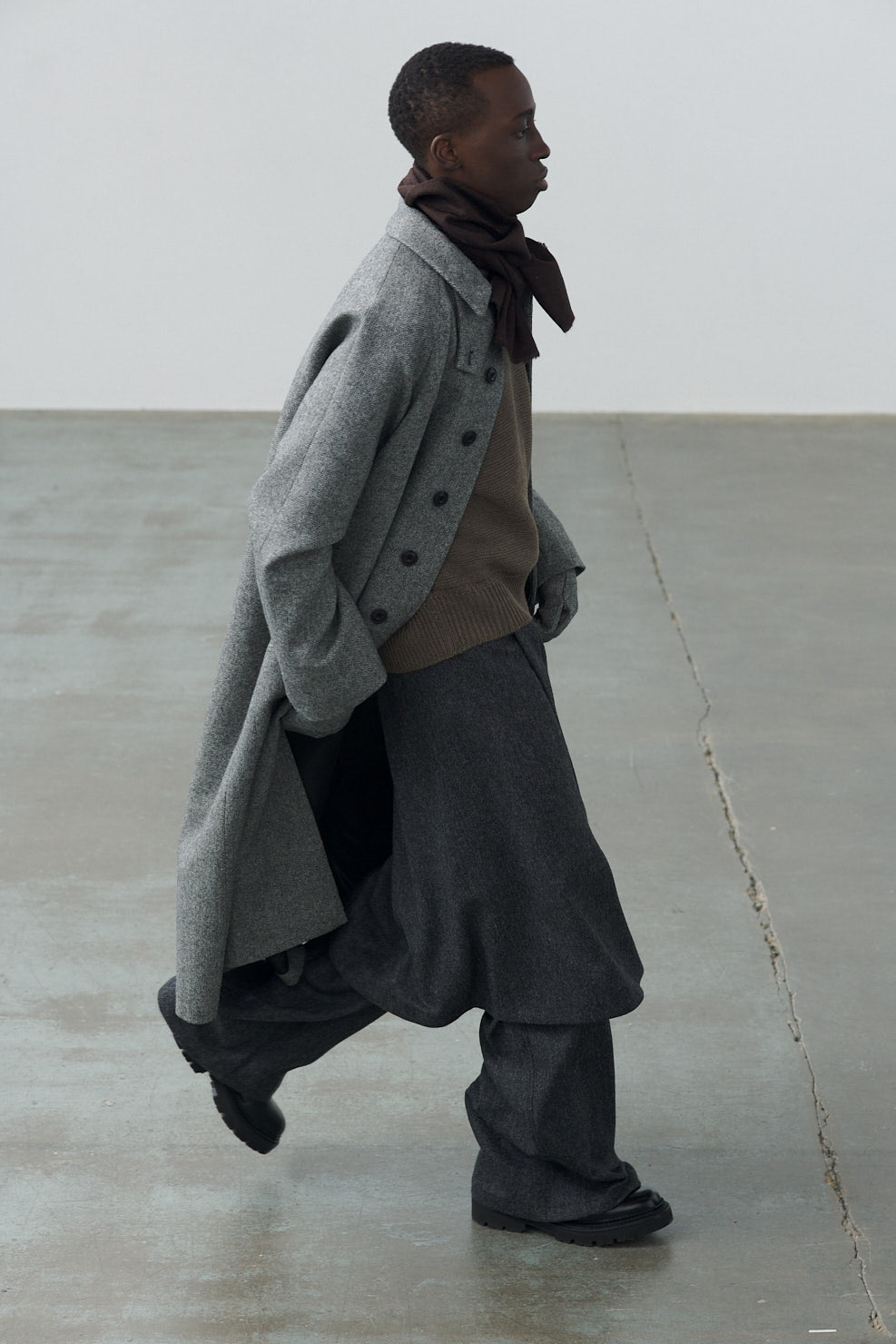 Takeshi Coat - Black / White Herringbone