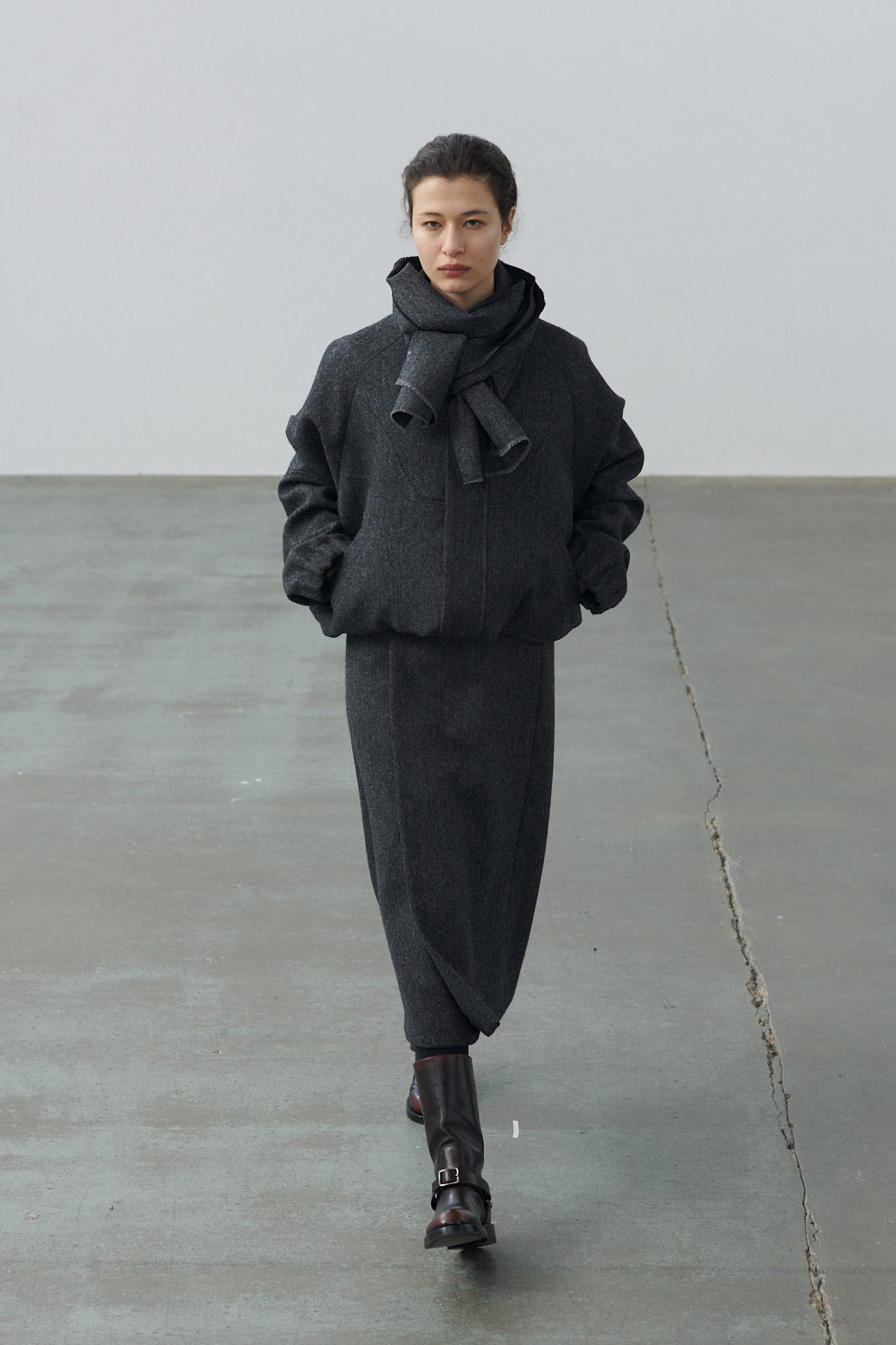 Wrap Skirt - Charcoal Herringbone