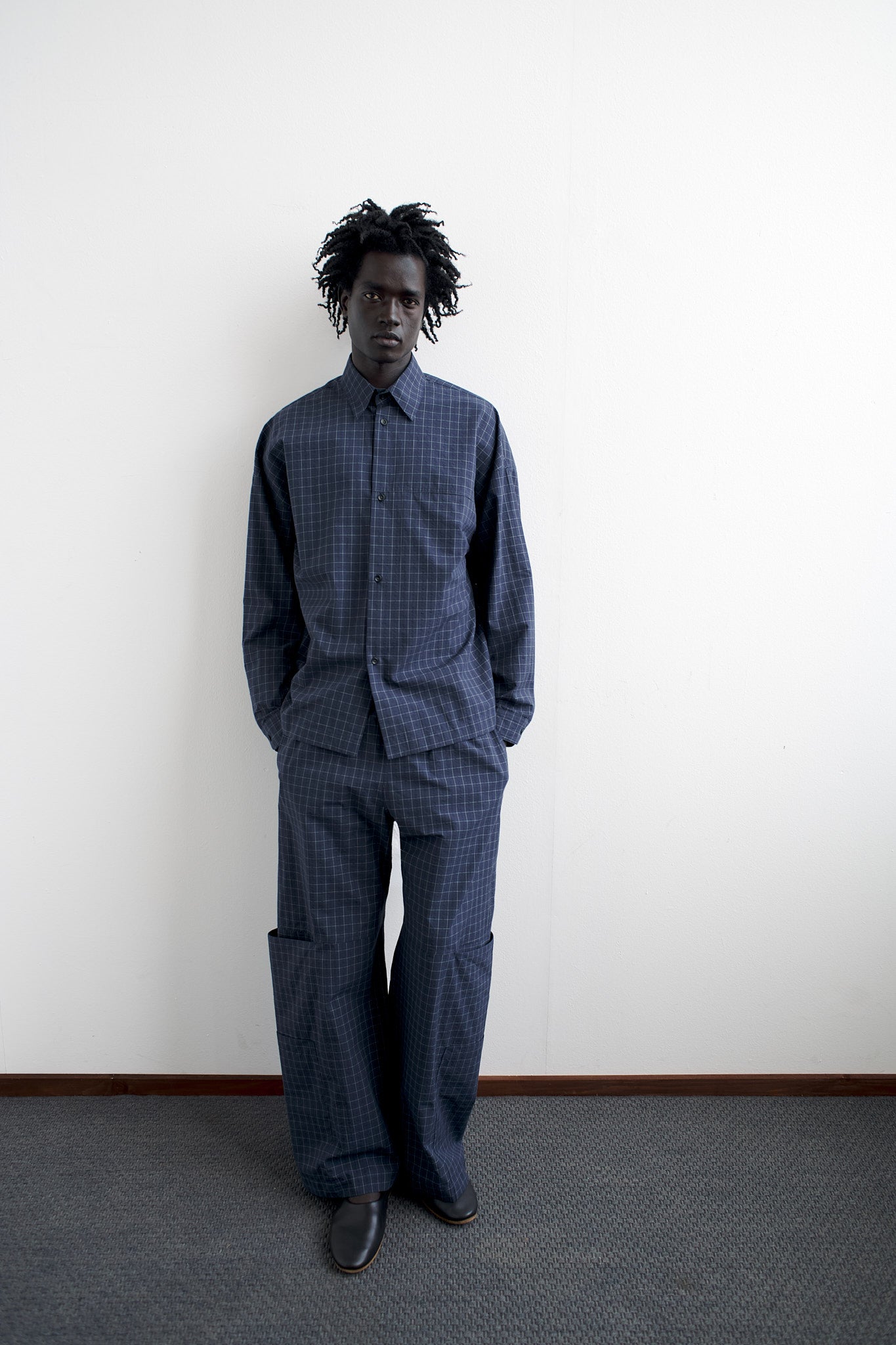 Parachute Trouser - Stone Blue Check