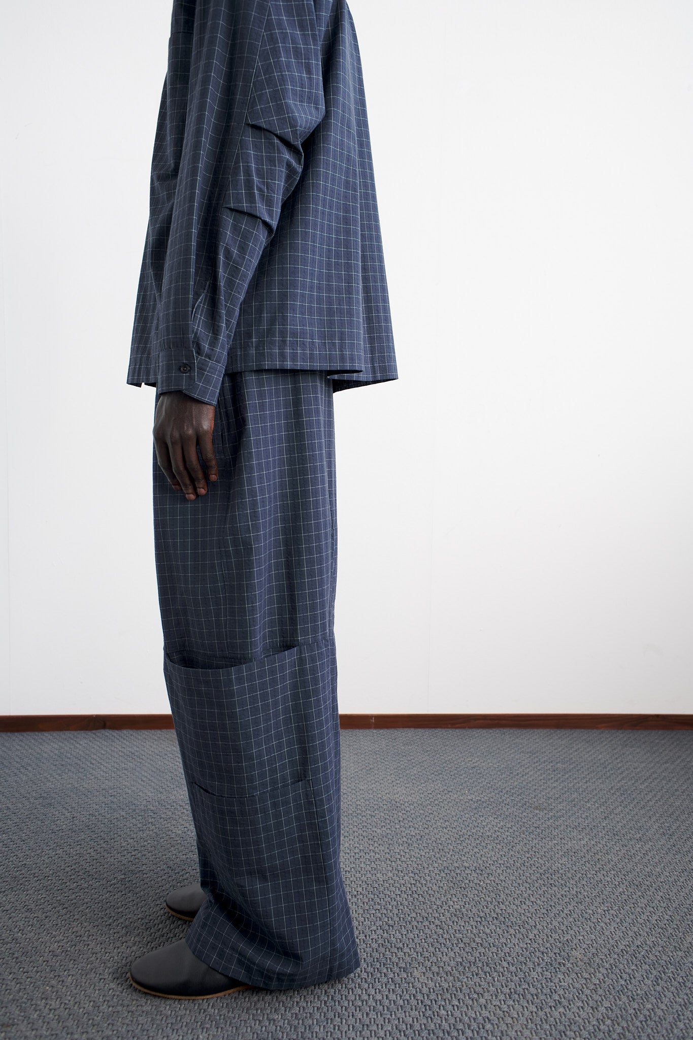 Parachute Trouser - Stone Blue Check