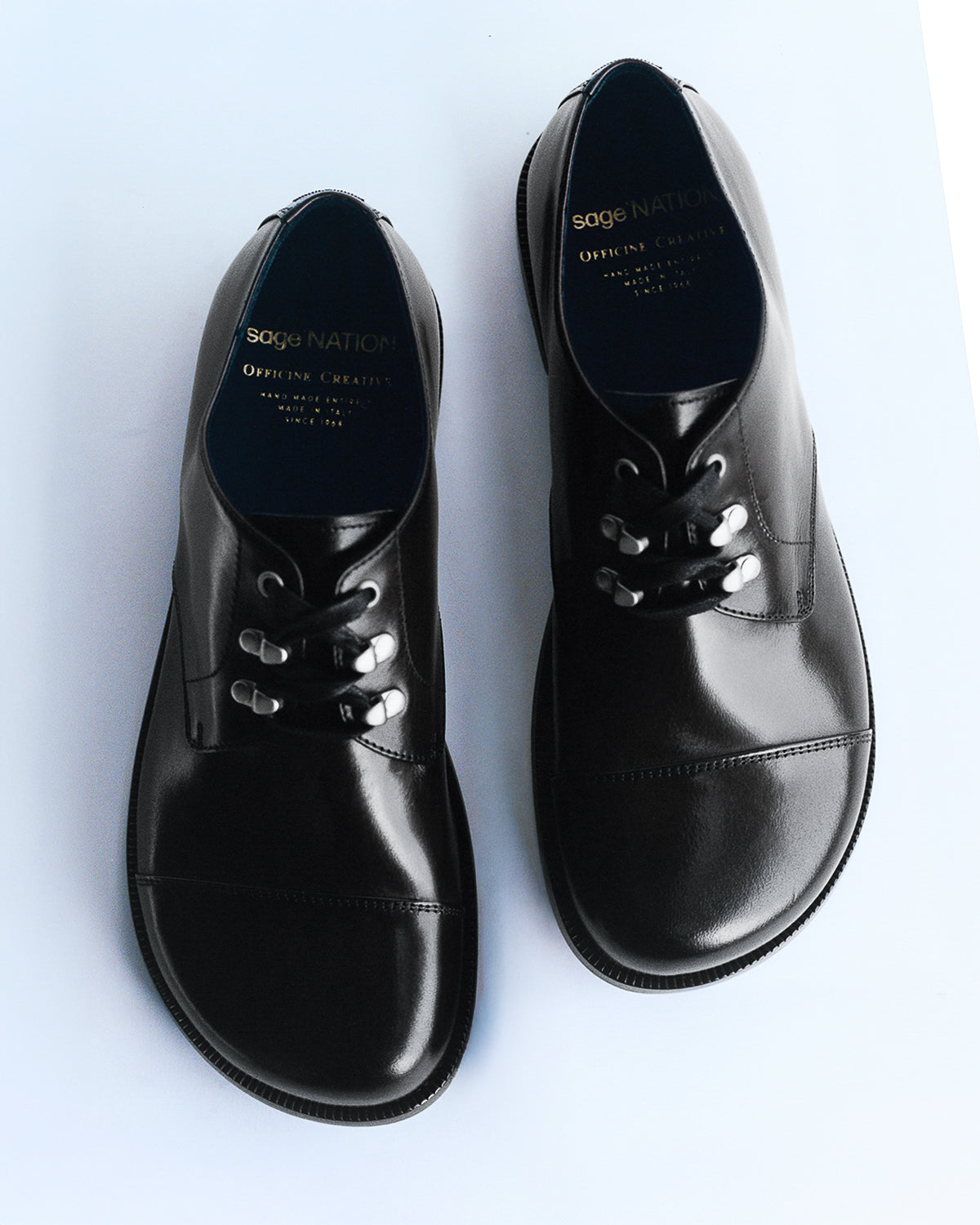 Gemstone 001, Leather Derby Shoes - Black